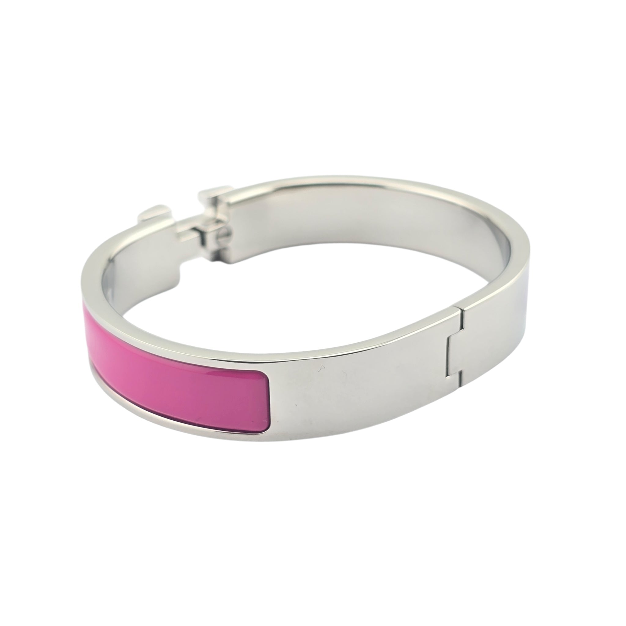 Hermes Clic H Bracelet Rose Azalee Palladium GM