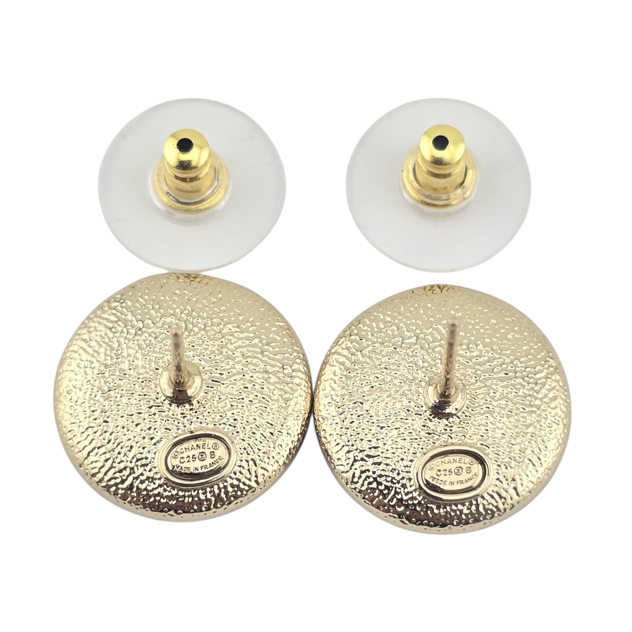 Chanel CC Black Resin Crystal Earrings 2025