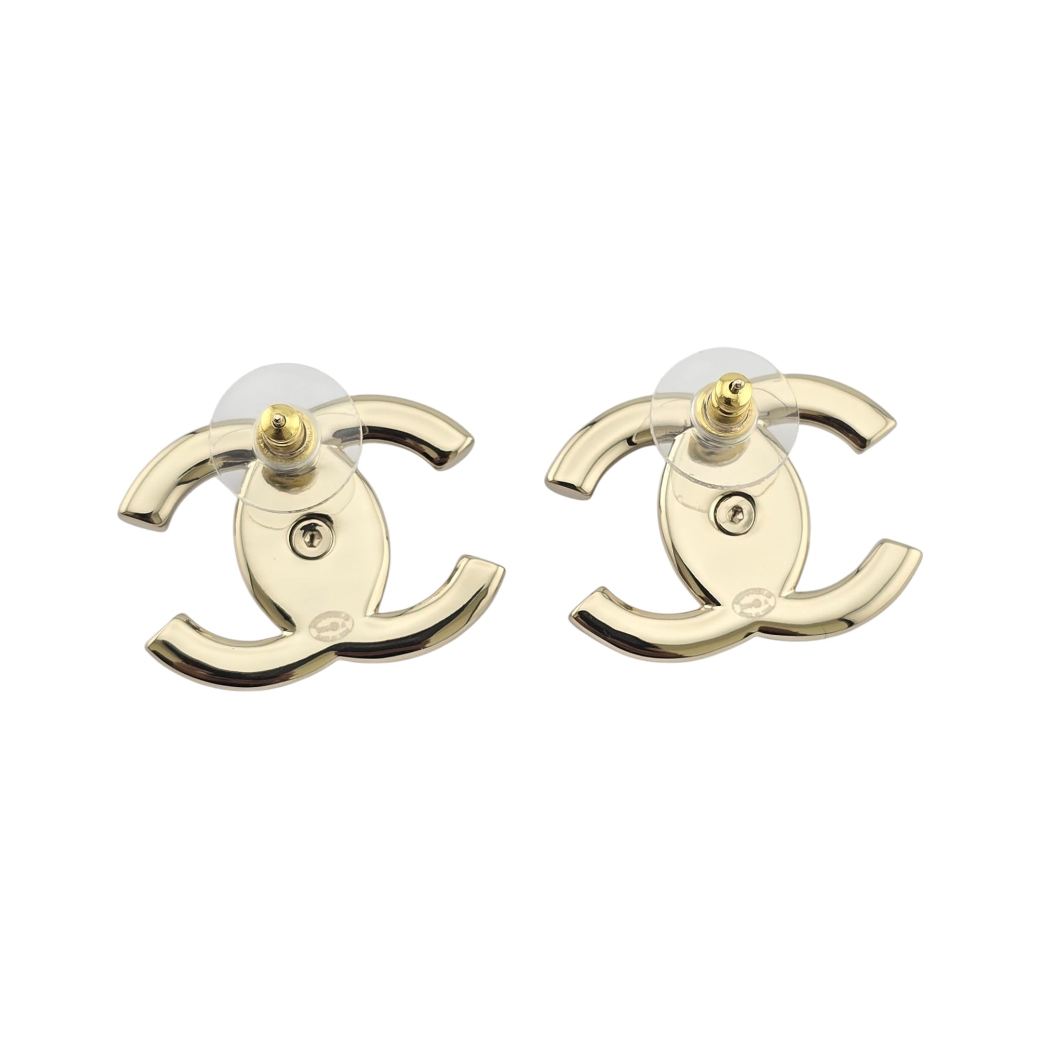 Chanel Metal CC Turnlock Earrings Gold
