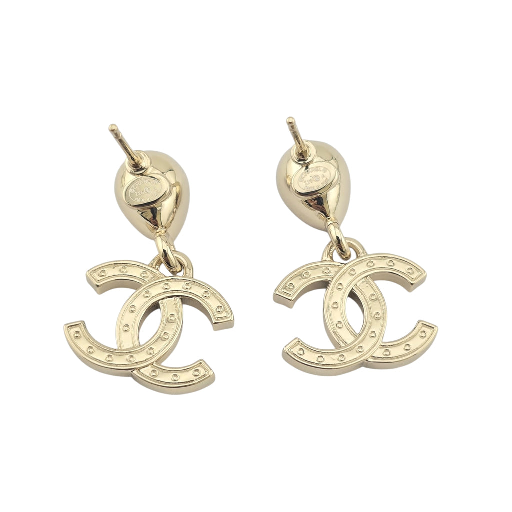 Chanel CC Crystal Drop Earrings Gold 2025