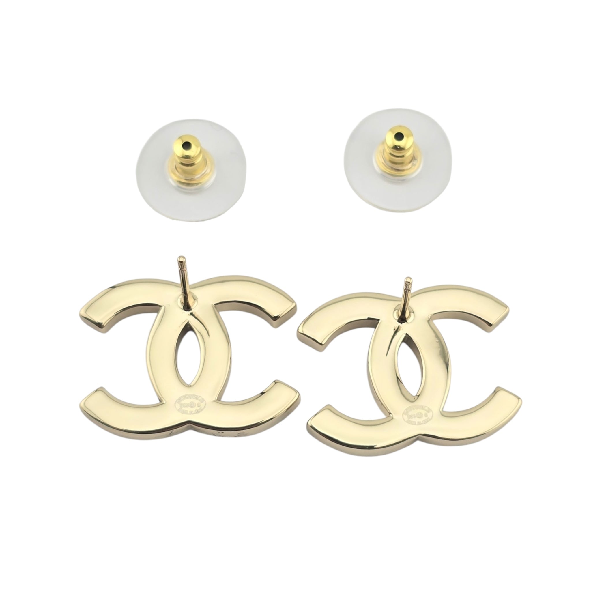 Chanel CC Gold Black Stud Earrings 2025