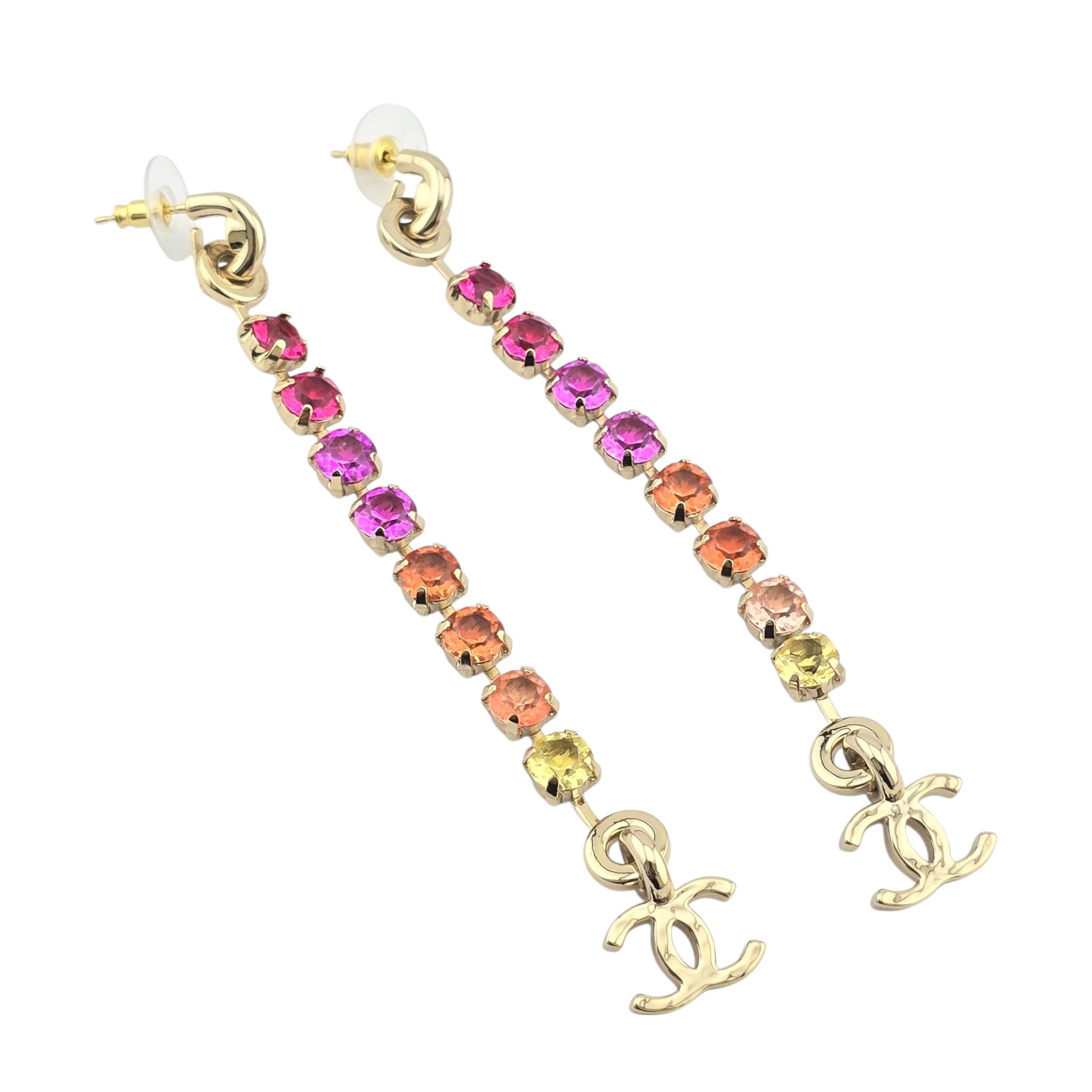Chanel CC Rainbow Crystal Earrings A24