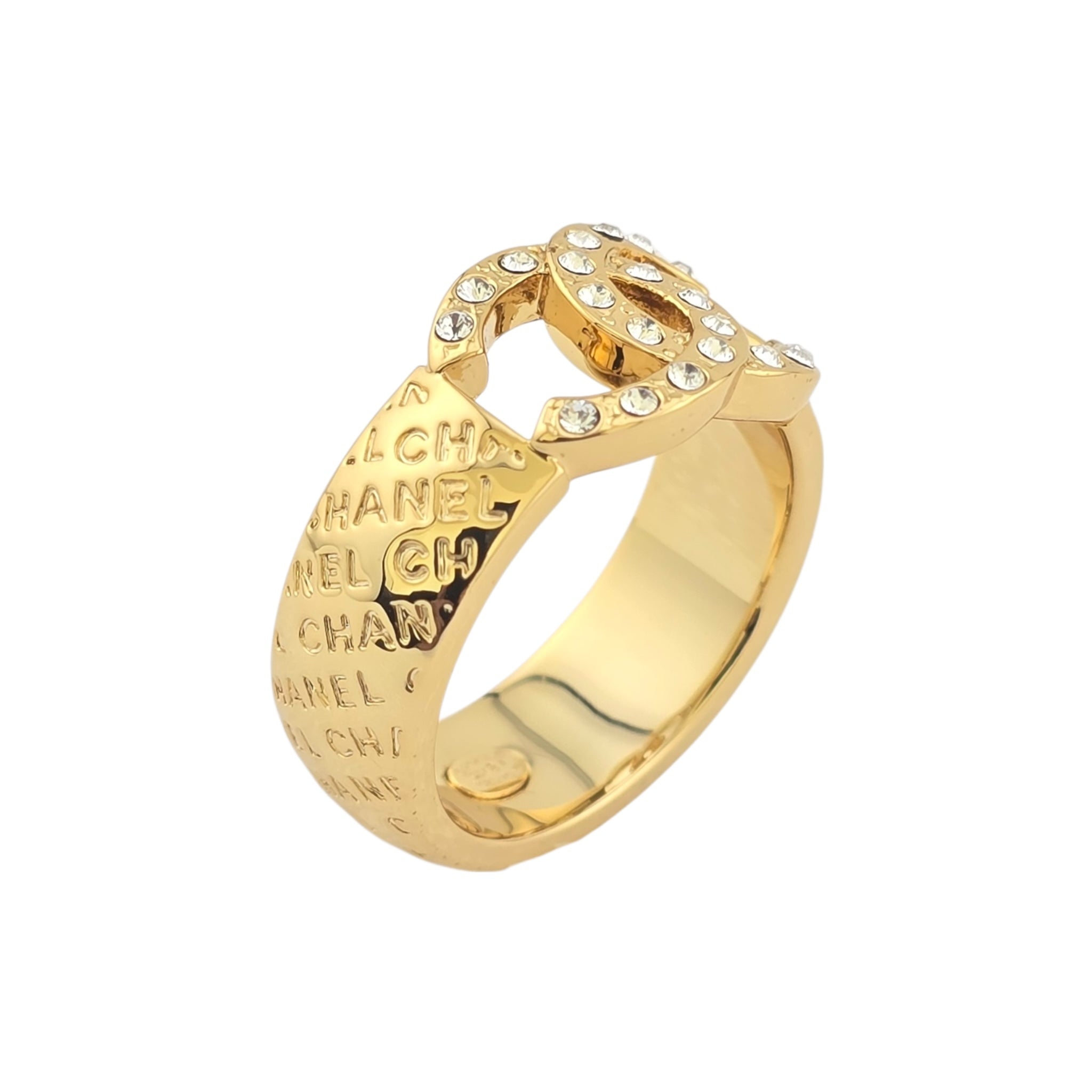 Chanel CC Gold Crystal Ring 2024