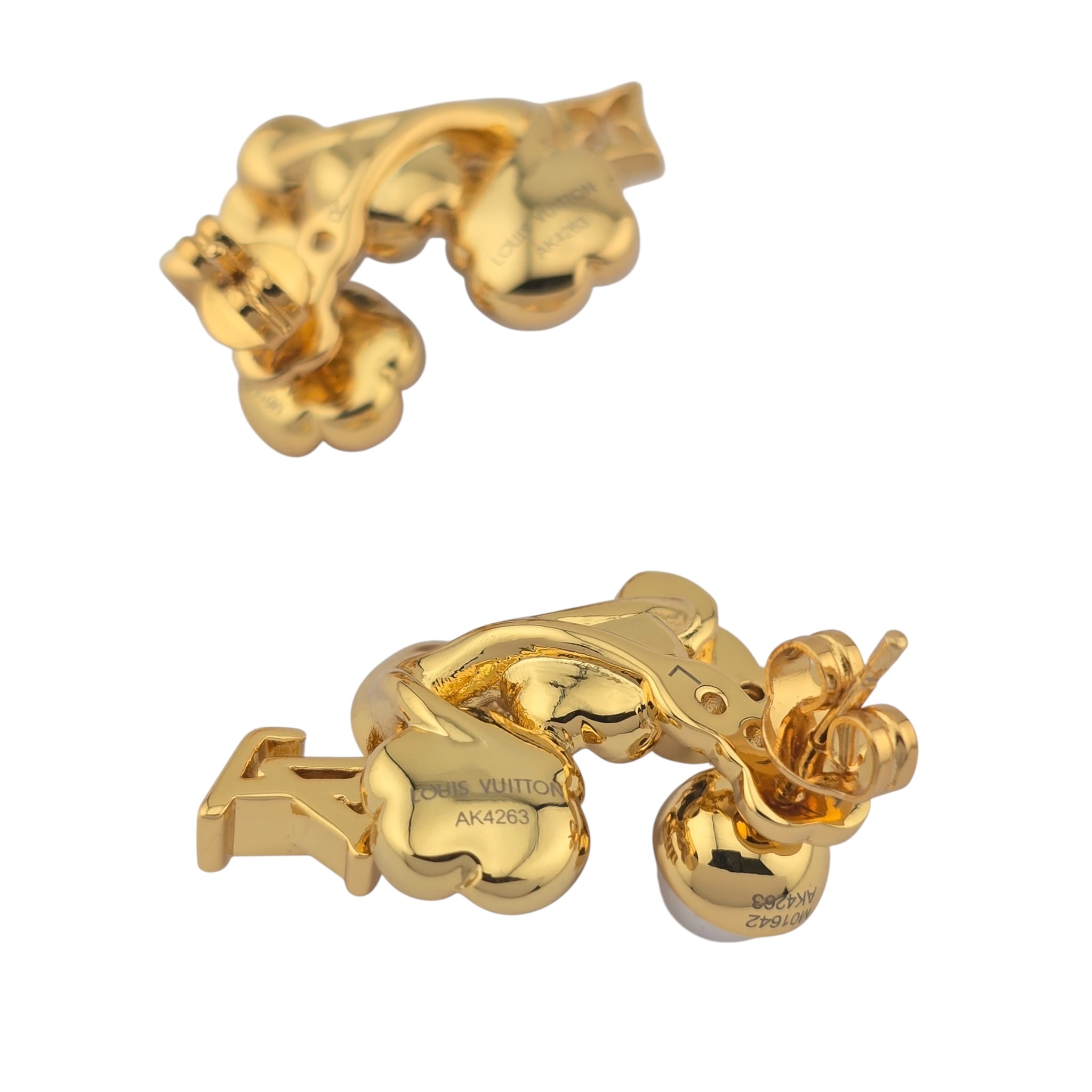 Louis Vuitton LV Metal Crystal Pearl Botanica Earrings Gold LOUIS VUITTON