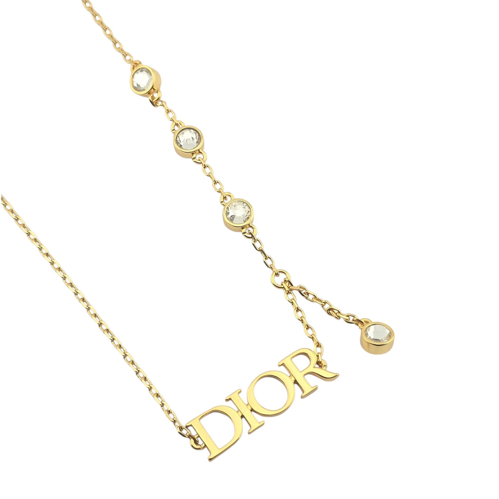 Christian Dior Dio(r)evolution Necklace Gold-Finish Metal and White Crystals DIOR