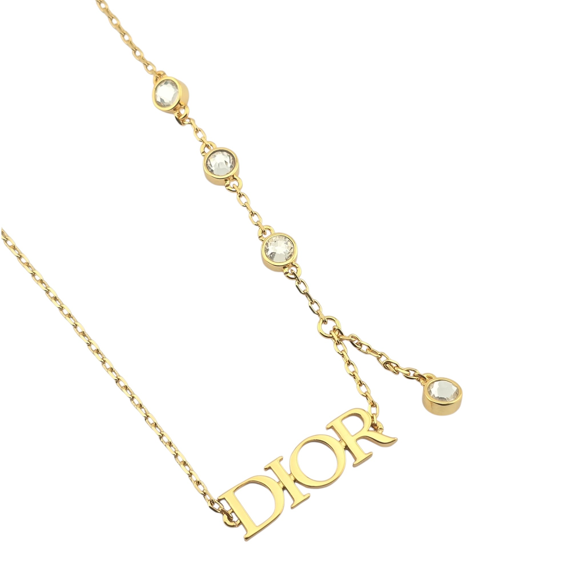 Christian Dior Dio(r)evolution Necklace Gold-Finish Metal and White Crystals DIOR