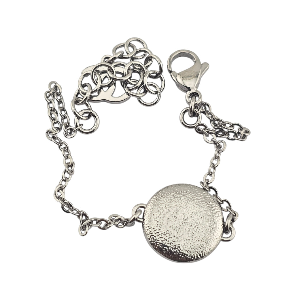 Chanel CC Round Silver Pink Bracelet 2025 CHANEL