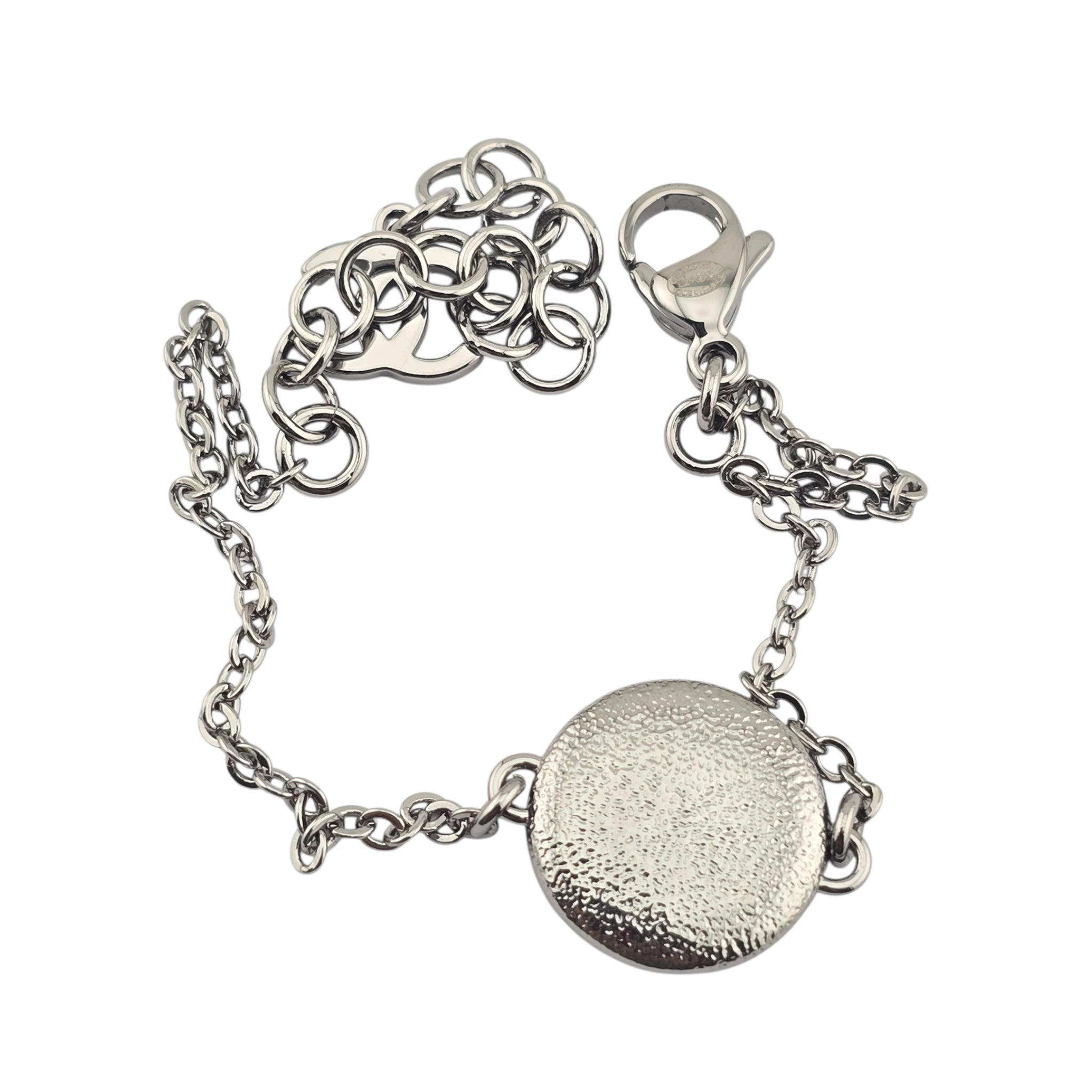 Chanel CC Round Silver Pink Bracelet 2025 CHANEL