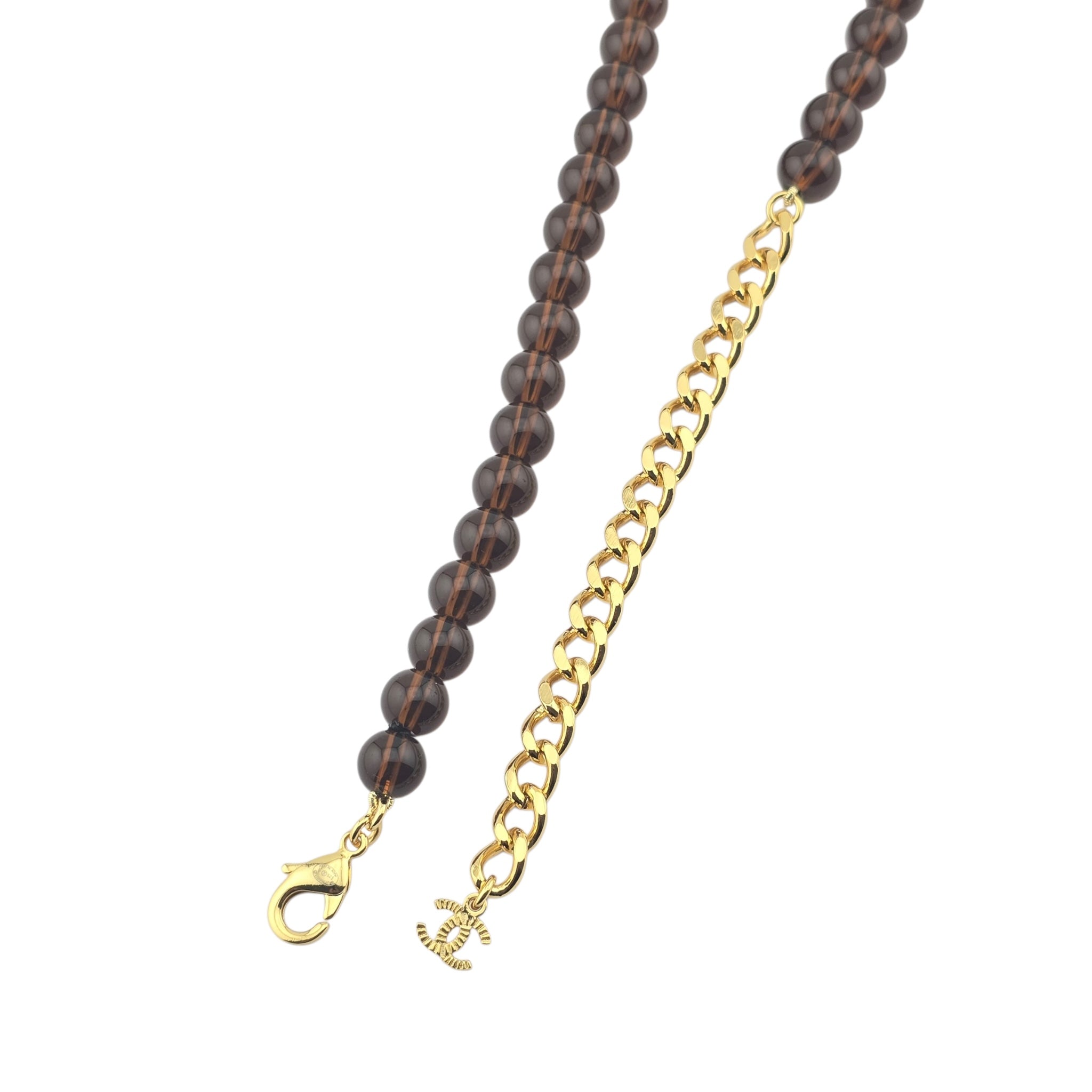 Chanel CC Brown Gold Bead Necklace 2025 CHANEL
