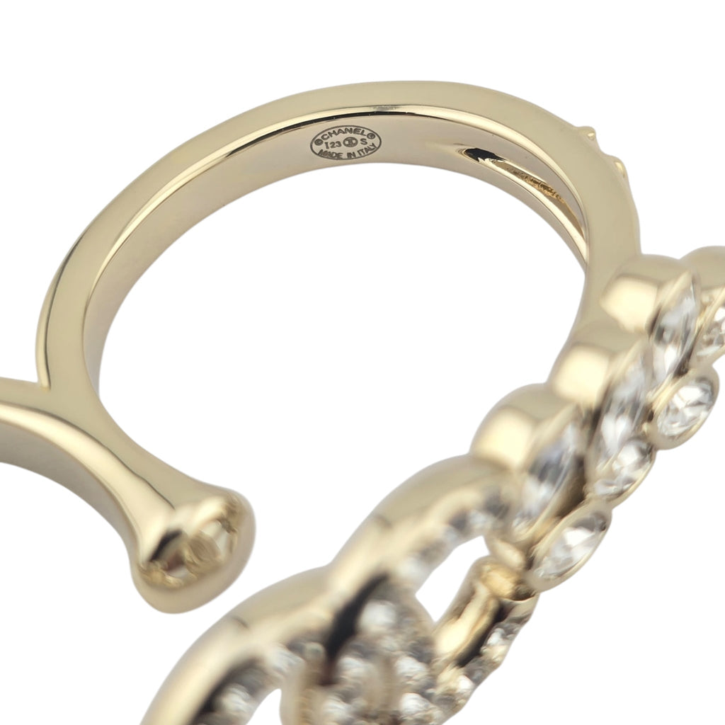 Chanel CC Gold Crystal Floral Ring B23 CHANEL