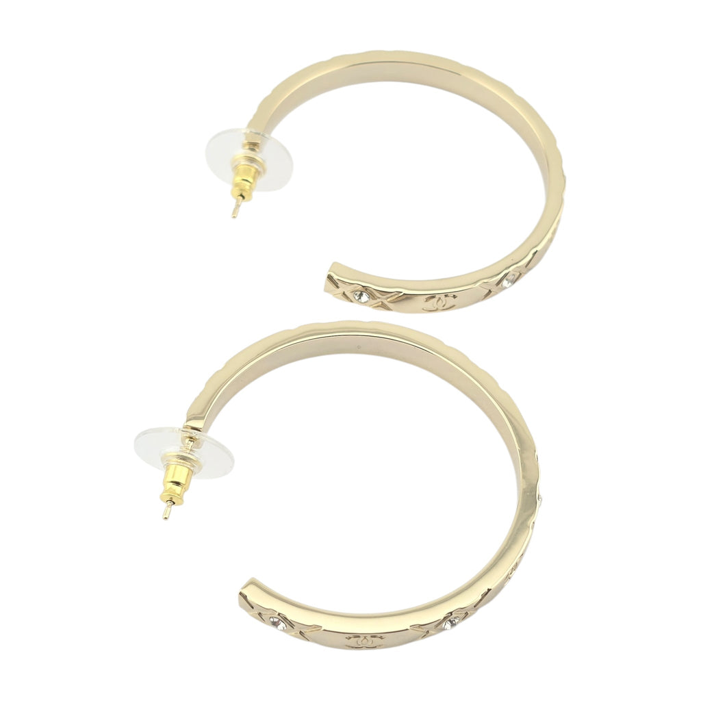 Chanel CC Gold Hoop Metal Earrings 2025 CHANEL