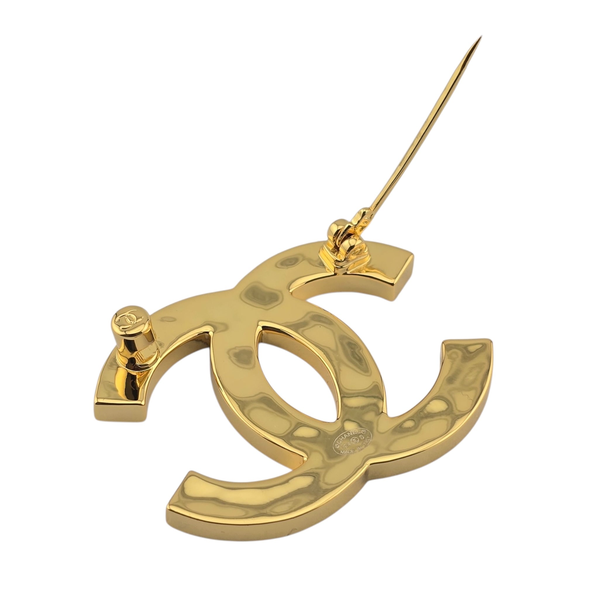 Chanel CC Gold Black Resin Brooch 2024 CHANEL