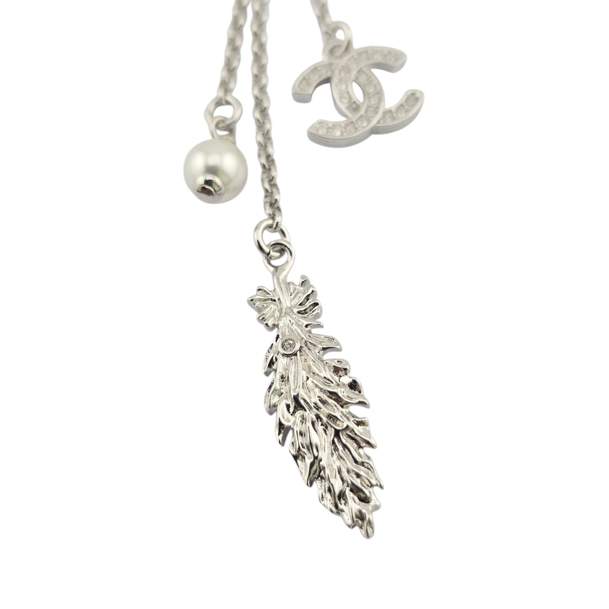 Chanel CC Silver Drop Pendant Necklace 2025 CHANEL