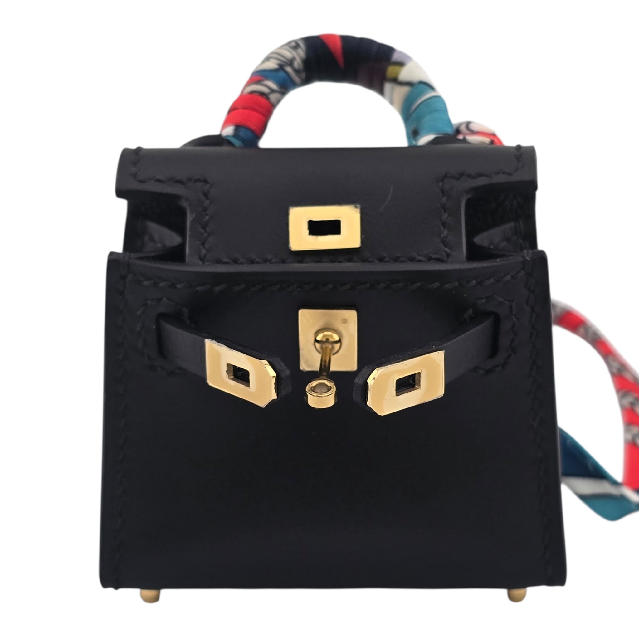 Hermes Tadelakt Mini Kelly Twilly Bag Charm Black HERMES