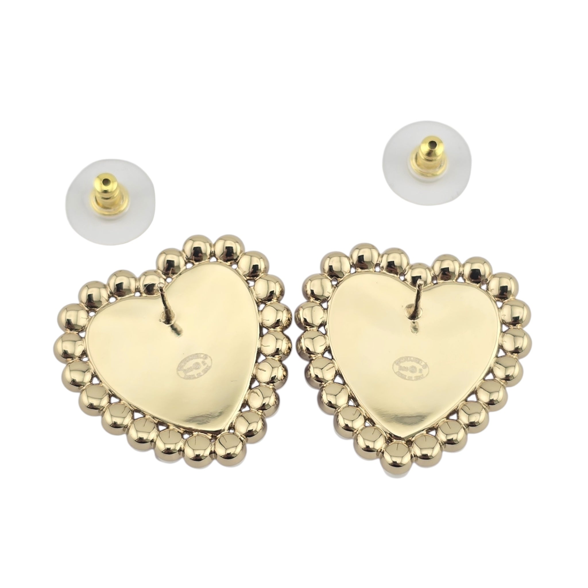 Chanel CC Pink Gold Heart Faux Pearl Earrings 2025 CHANEL