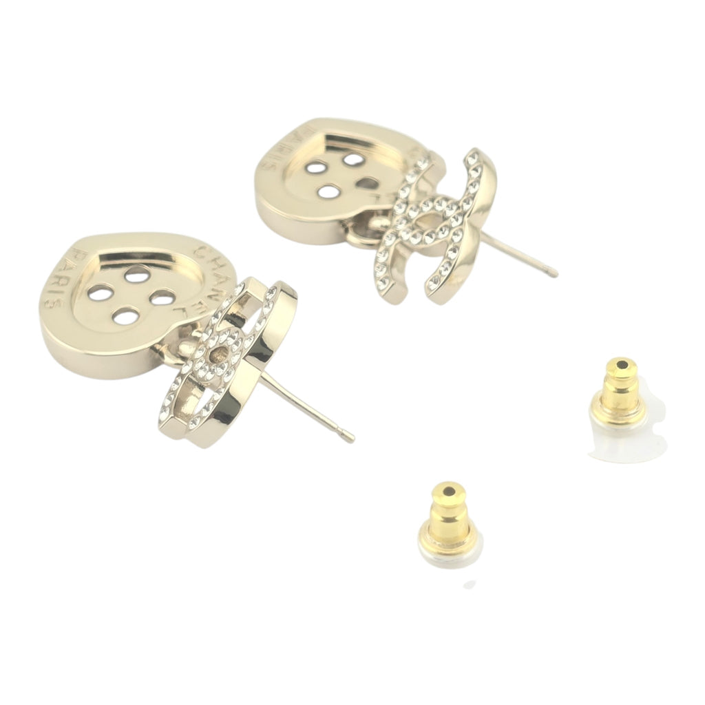 Chanel CC Gold Metal Heart Button Earrings 2025 CHANEL