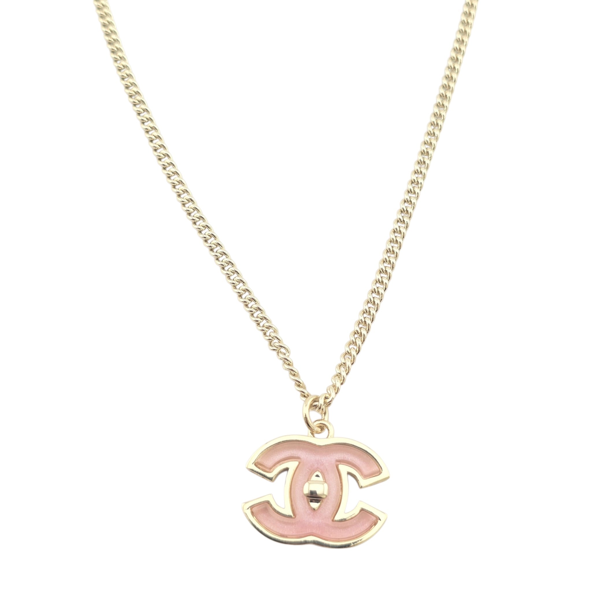 Chanel CC Gold Pink Resin Necklace 2025 CHANEL