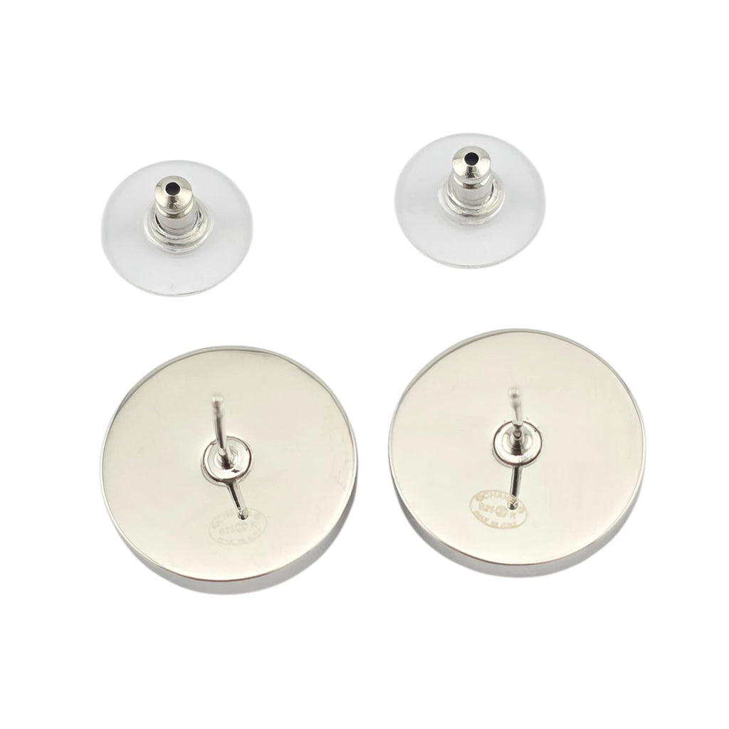 Chanel CC Stud Silver Gold Round Earrings 2025 CHANEL