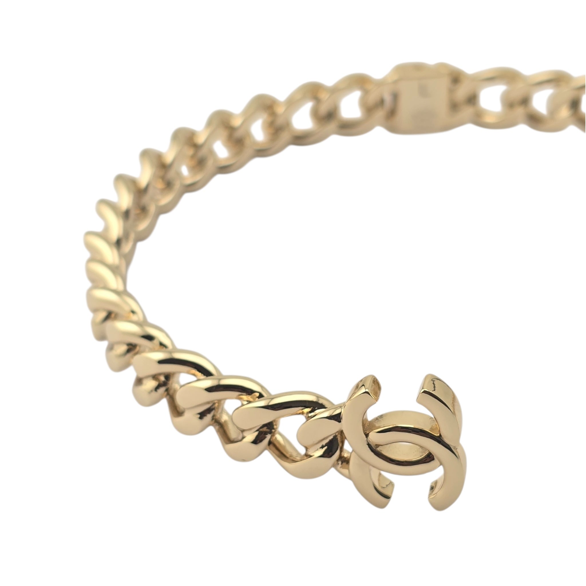 Chanel CC Metal Chain Link Choker Gold Necklace L 2022 CHANEL