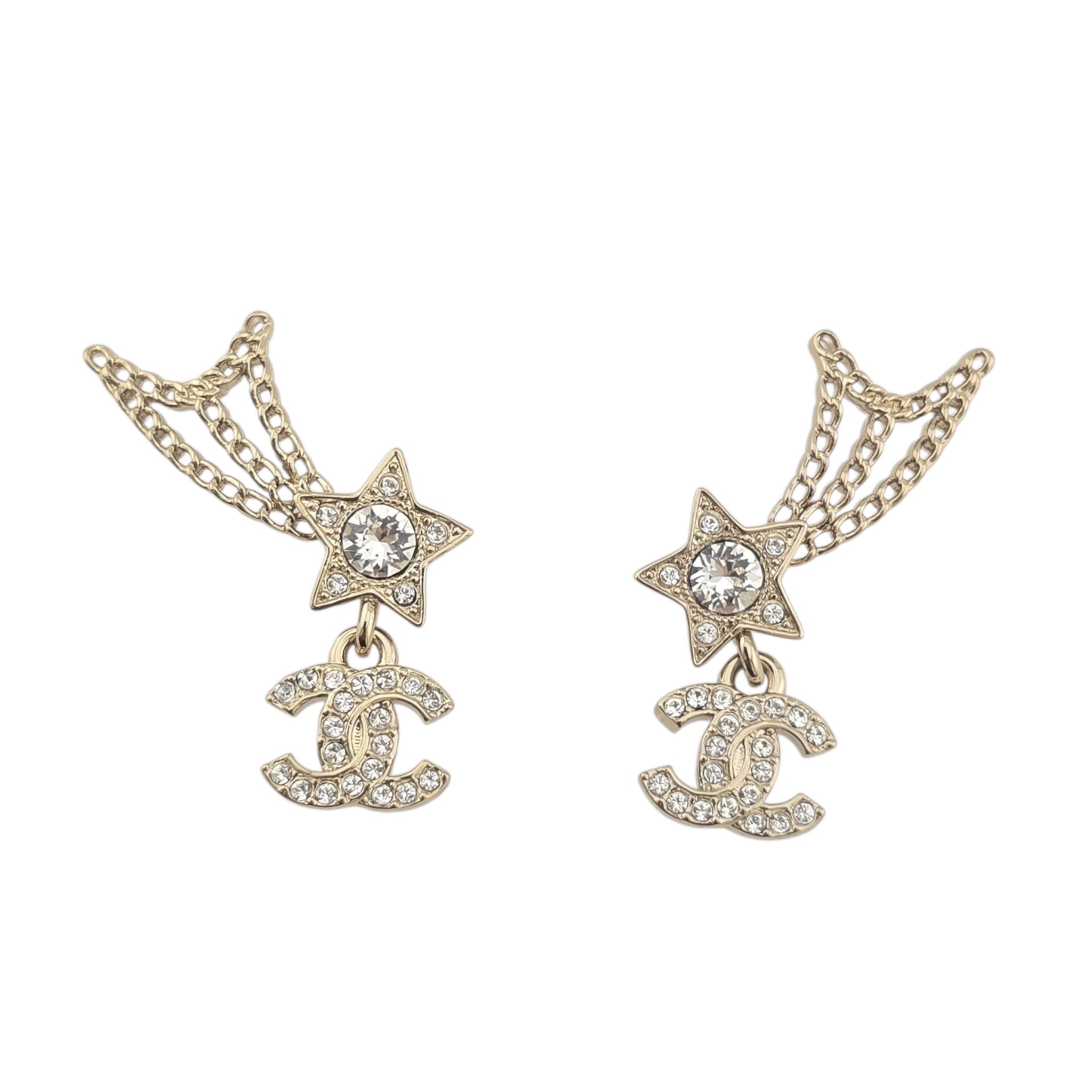 Chanel CC Shooting Star Gold Earrings 25B CHANEL