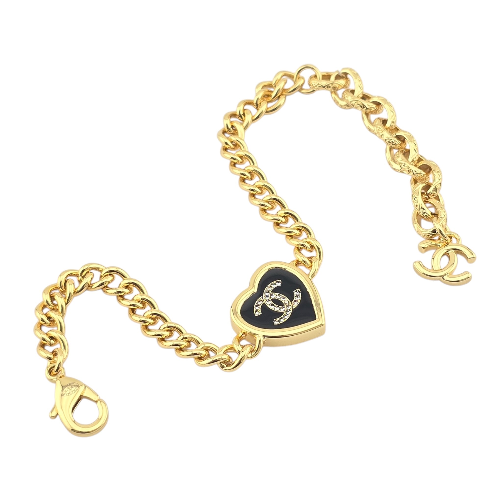 Chanel CC Gold Black Heart Pendant Bracelet 2025 CHANEL