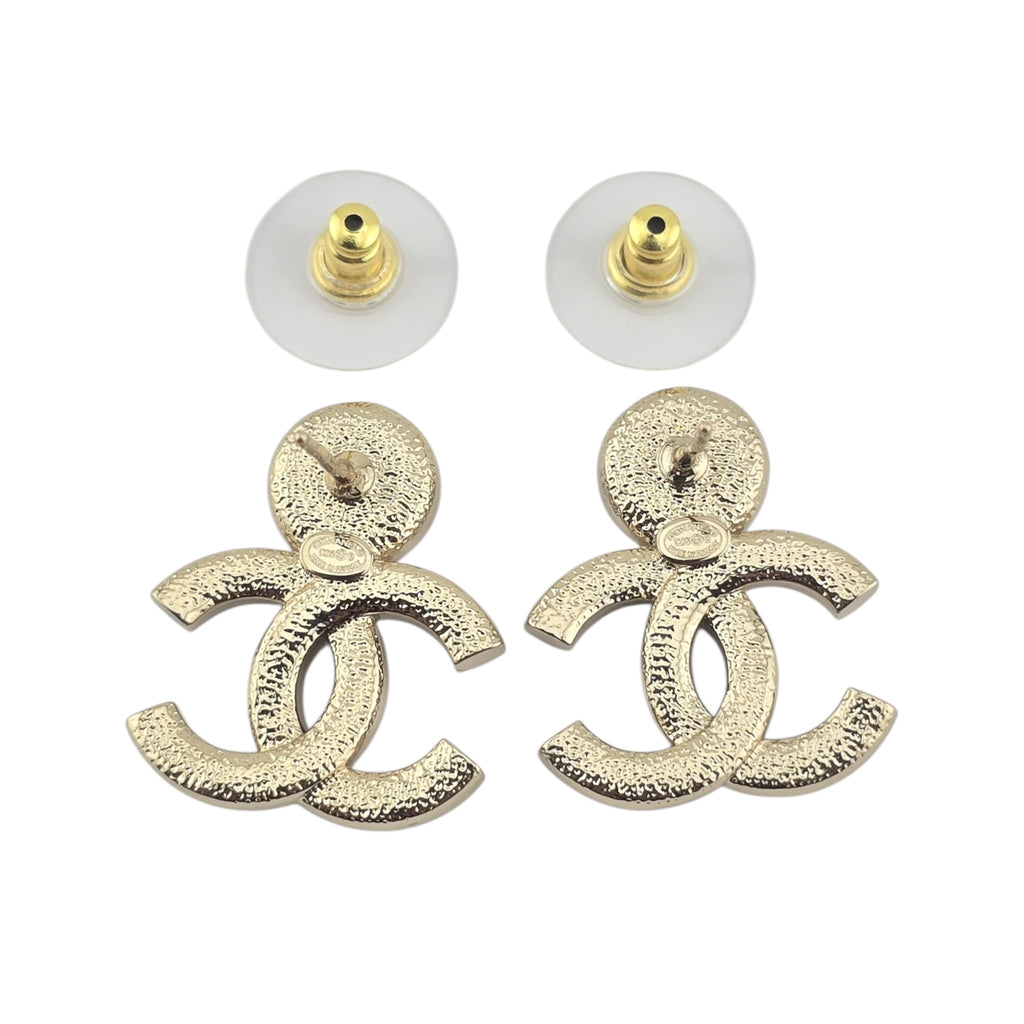 Chanel CC Black Enamel Gold Earrings 2025 CHANEL