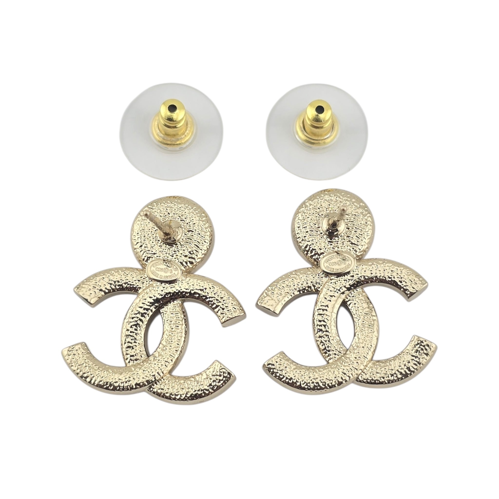 Chanel CC Black Enamel Gold Earrings 2025 CHANEL