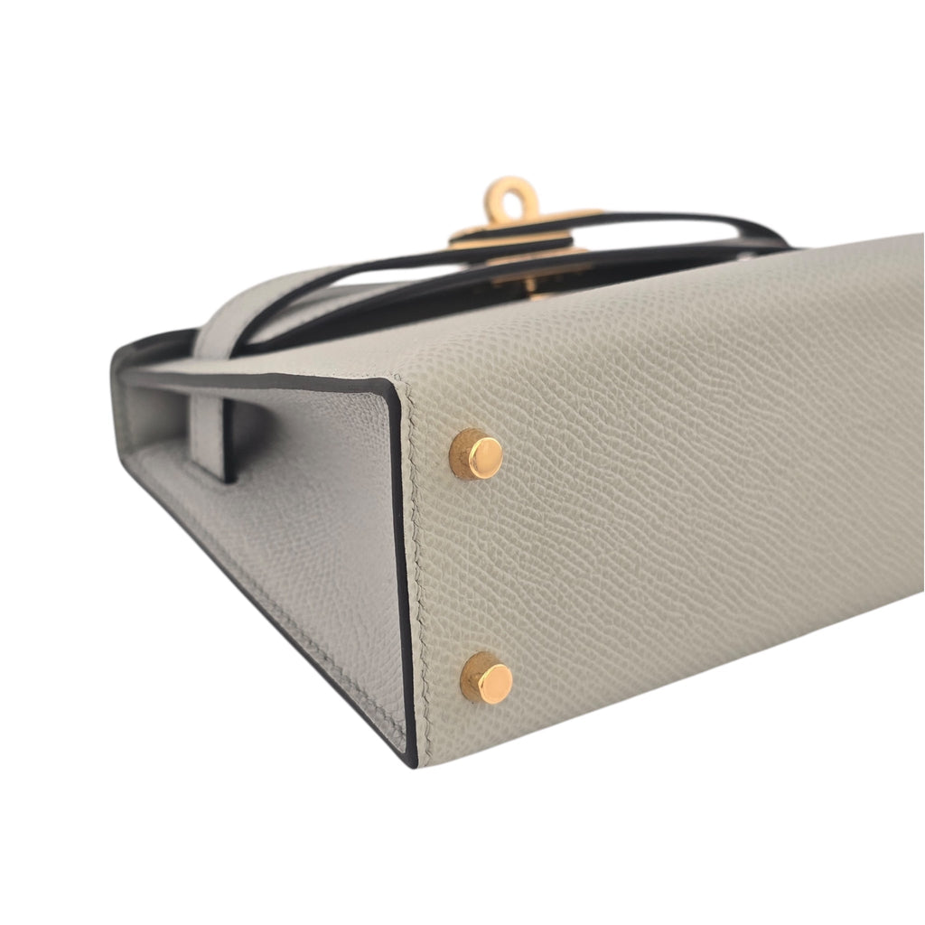 Hermes Mini Kelly II Epsom Bleu Glacier Gold Hardware HERMES