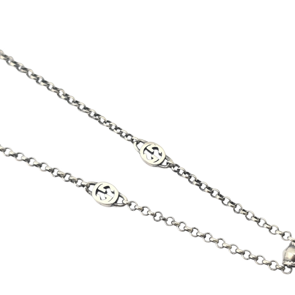 GUCCI Interlocking G Flower Sterling Silver Necklace GUCCI
