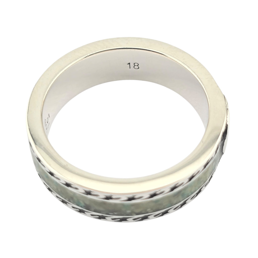 GUCCI Interlocking G Turquoise Enamel Sterling Silver Ring GUCCI