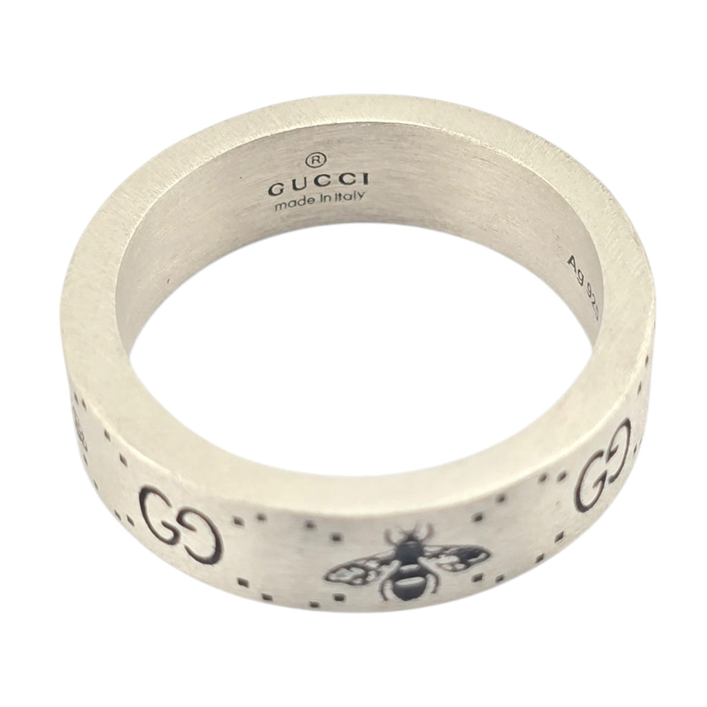 GUCCI GG Bee Motif 6mm Sterling Silver Ring GUCCI