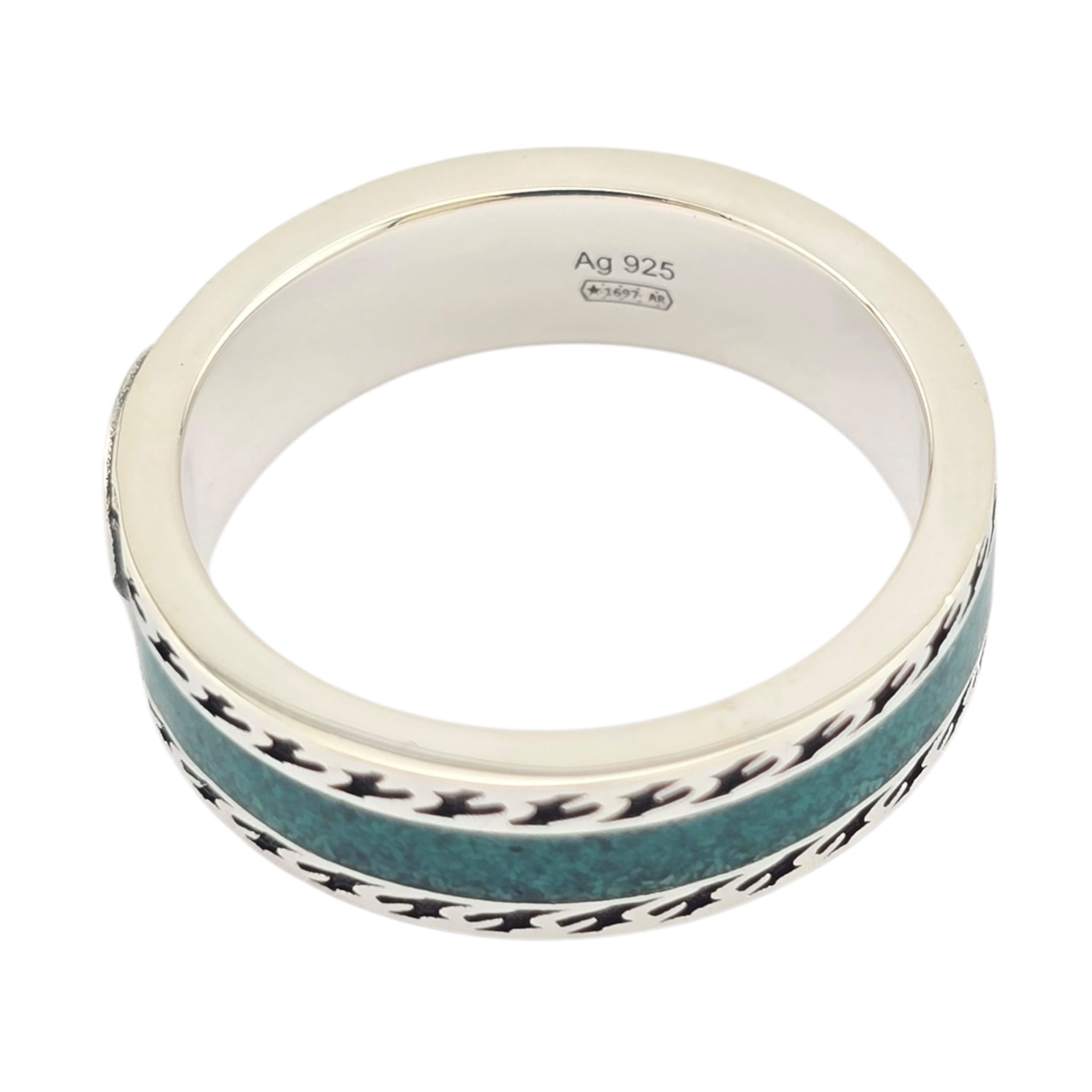 GUCCI Interlocking G Sterling Silver Turquoise Enamel Ring GUCCI