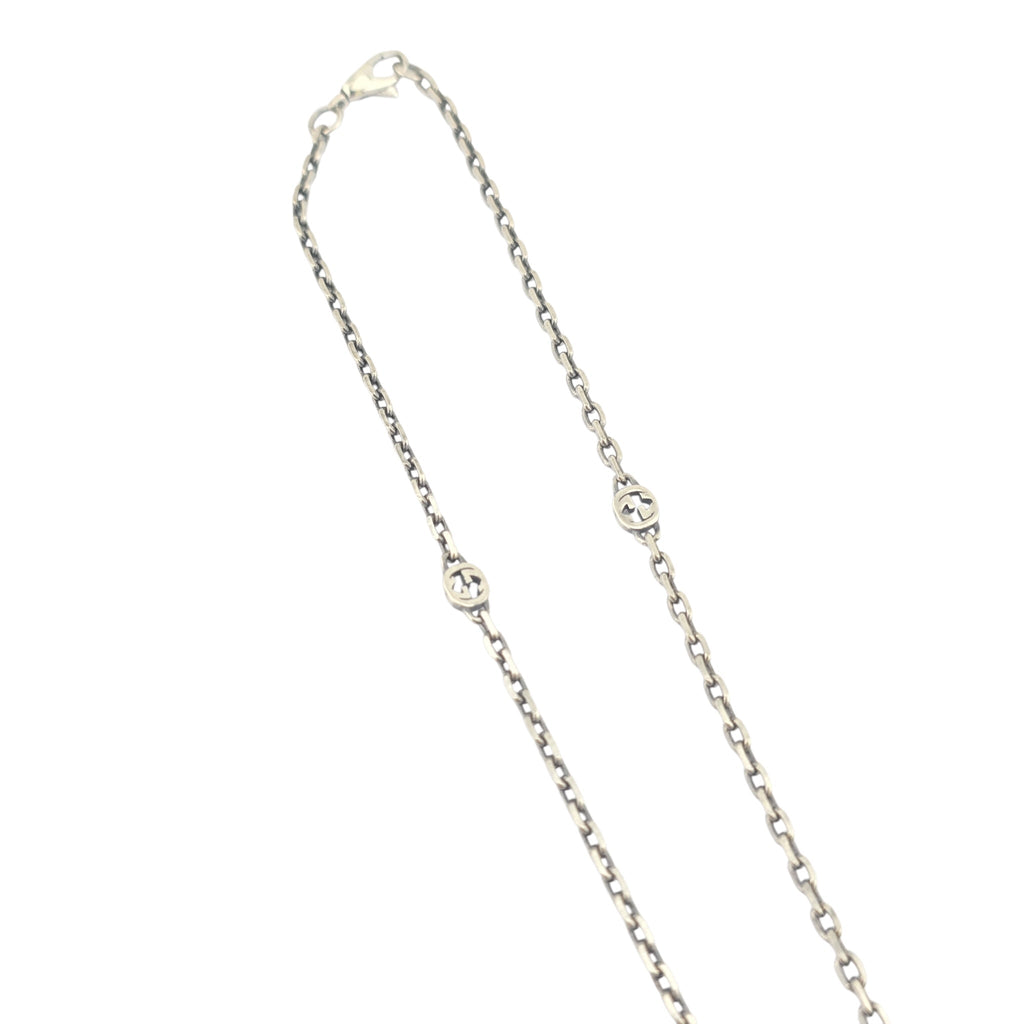 GUCCI Interlocking G Red Heart Silver Necklace GUCCI