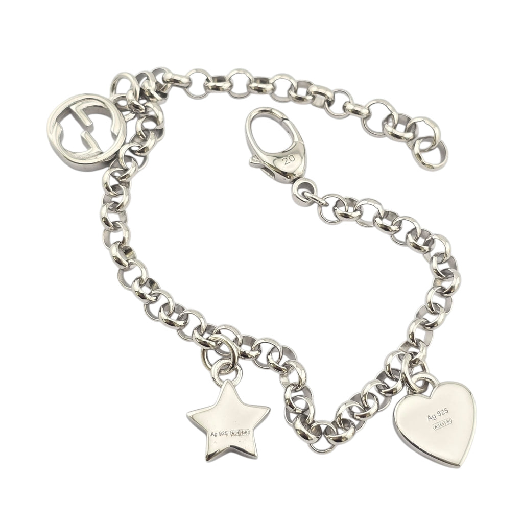 GUCCI GG Trademark Sterling Silver Charm Bracelet GUCCI