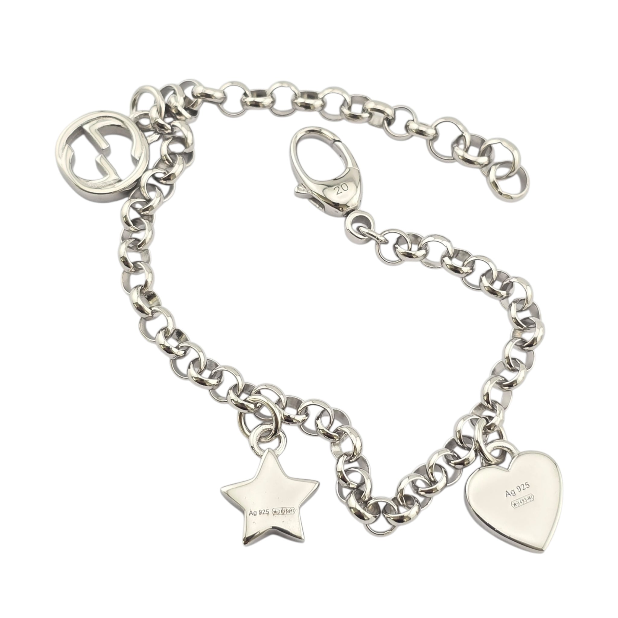 GUCCI GG Trademark Sterling Silver Charm Bracelet GUCCI