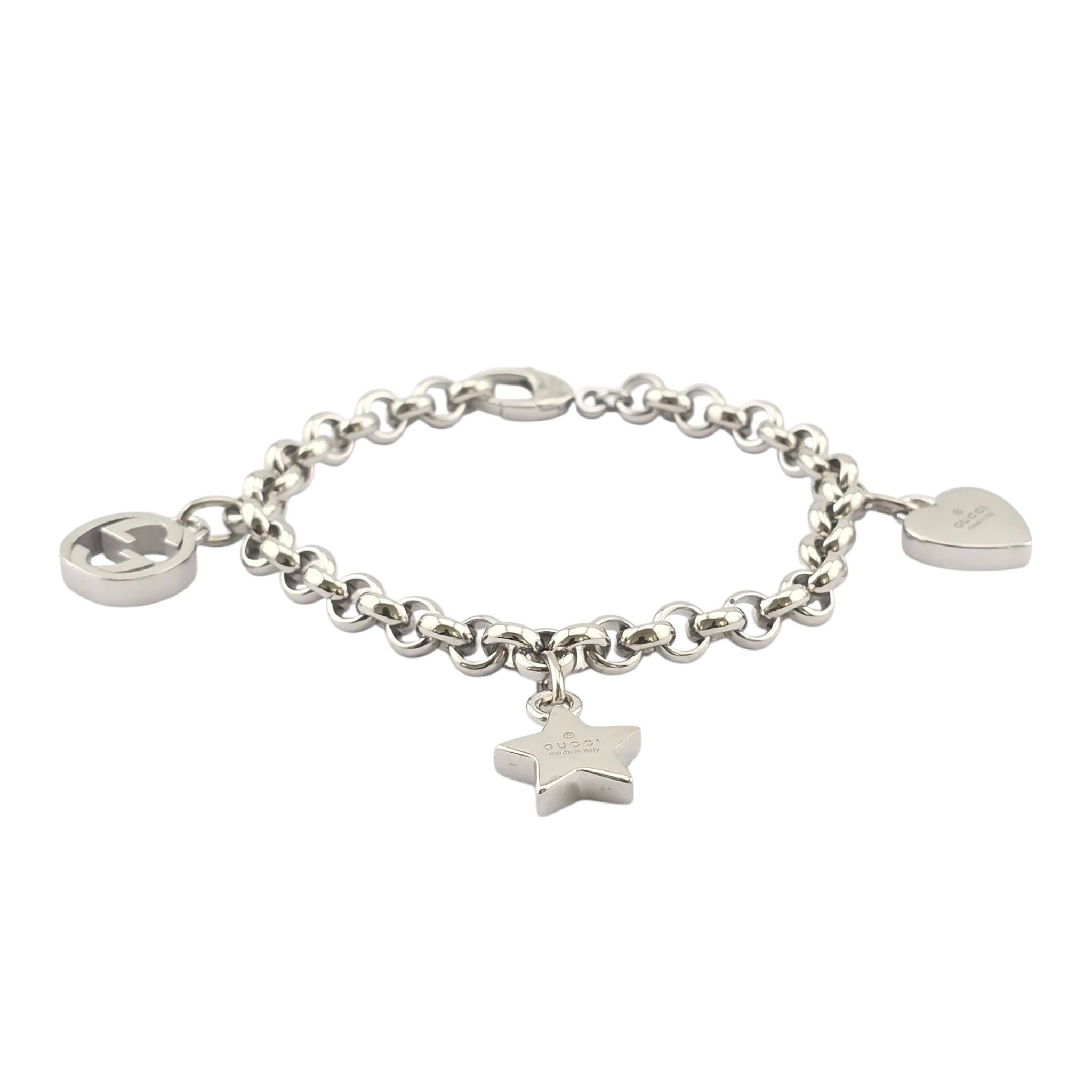 GUCCI Trademark GG Sterling Silver Charm Bracelet GUCCI