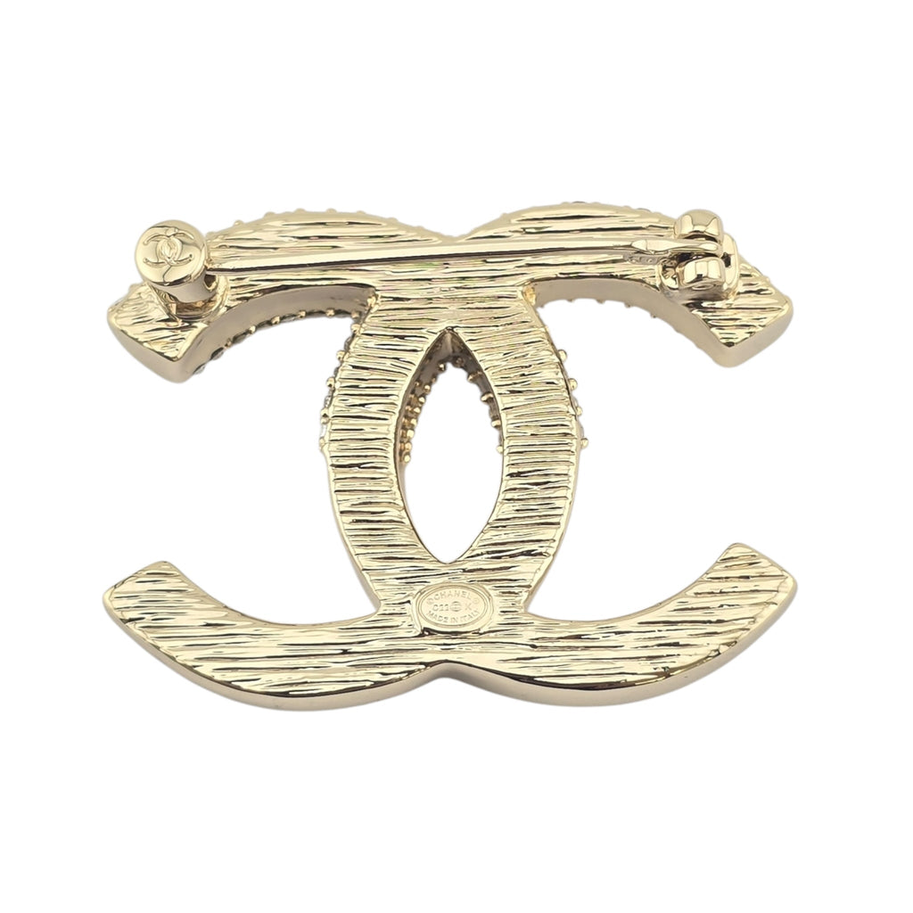 Chanel CC Gold Crystal Brooch 2022 CHANEL