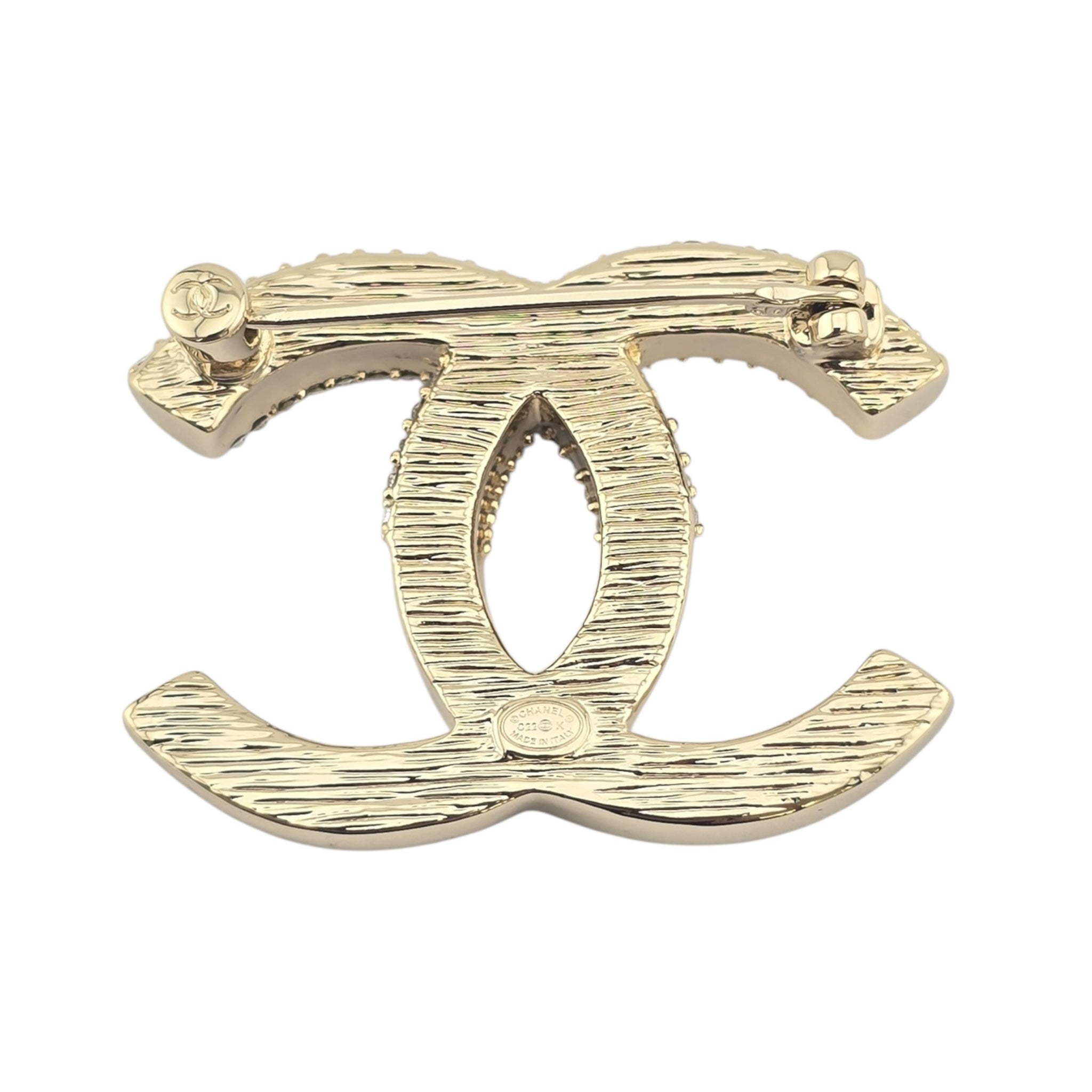 Chanel CC Gold Crystal Brooch 2022 CHANEL