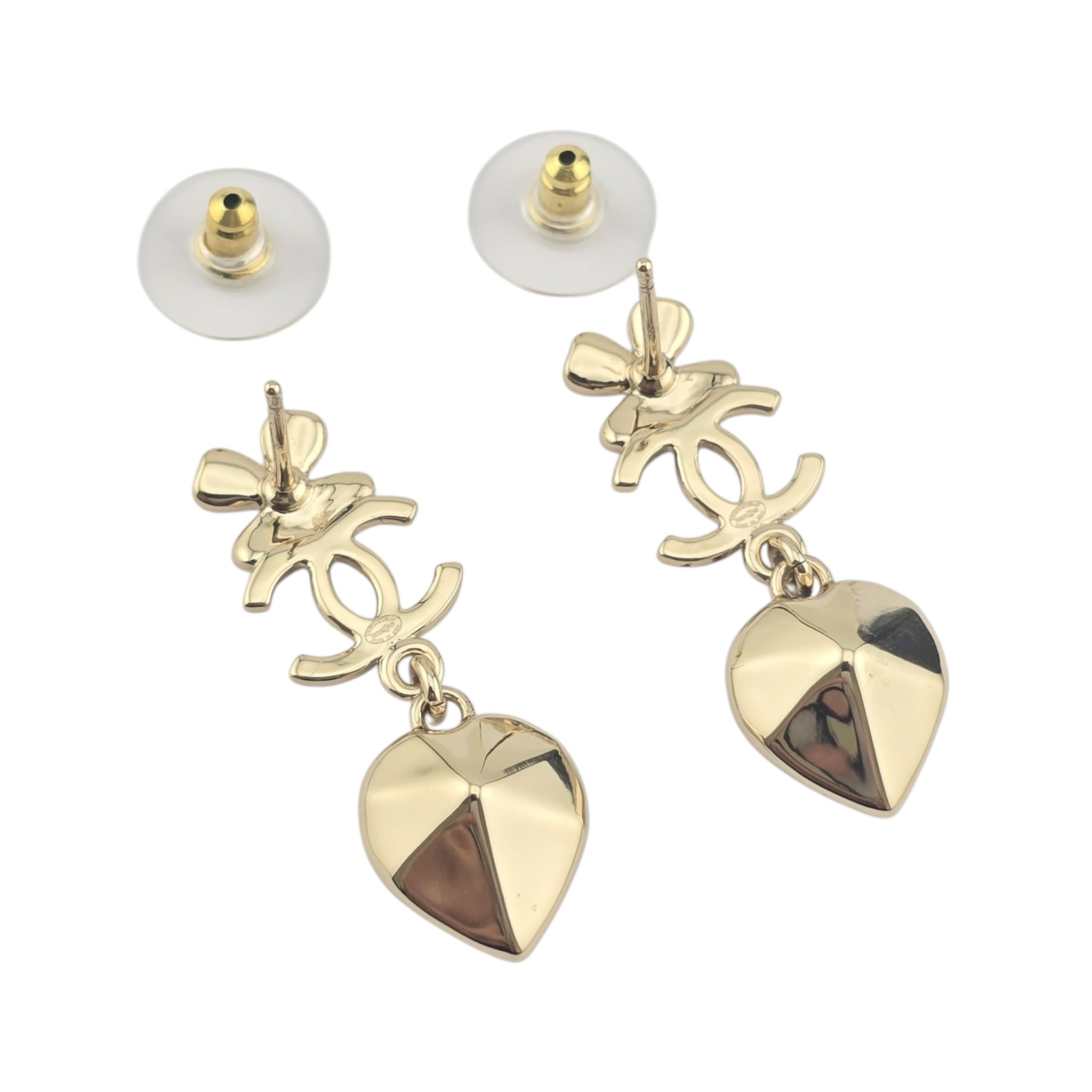 Chanel CC Clover Heart Gold Earrings 2022 CHANEL