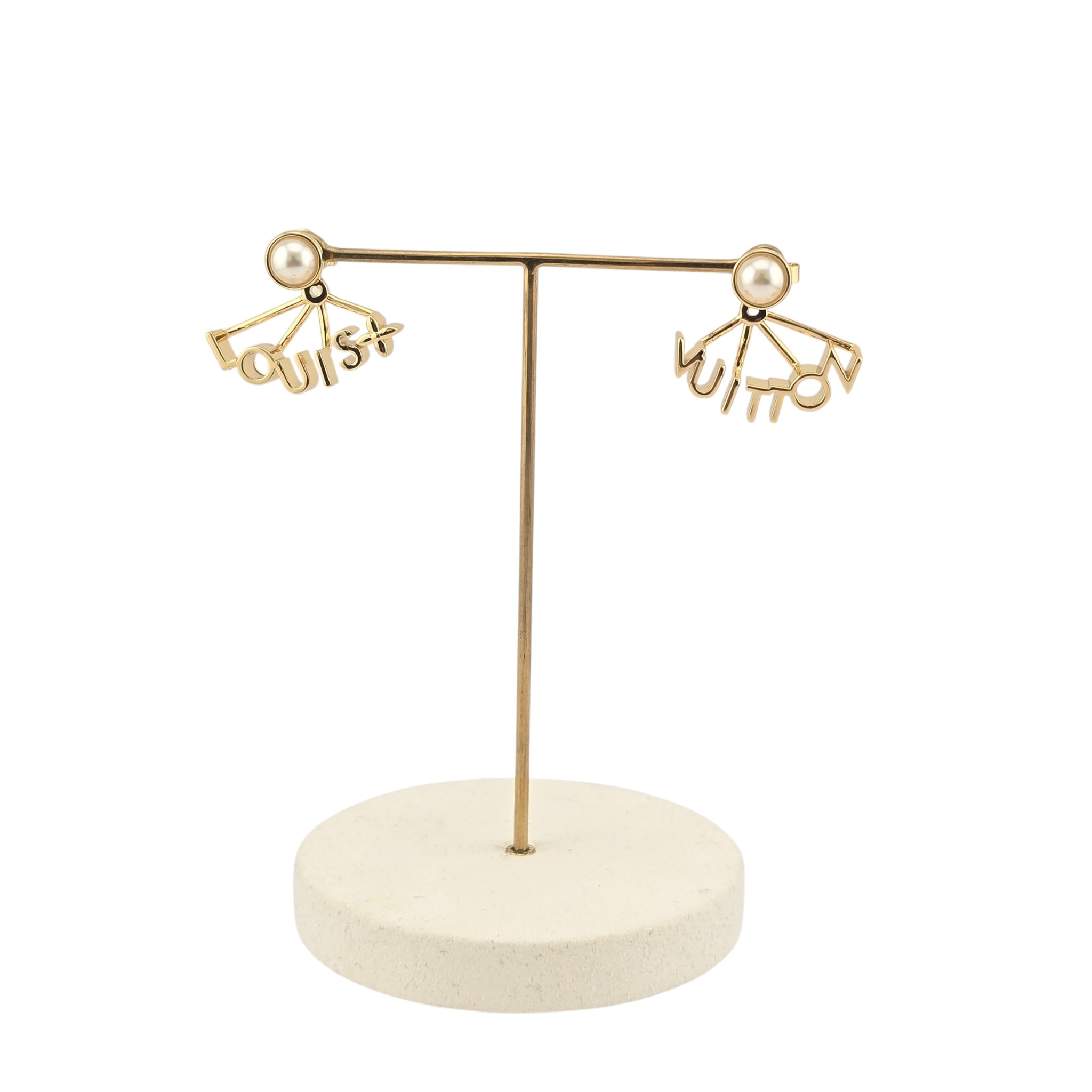 Louis Vuitton LV Spelling Gold Earrings LOUIS VUITTON