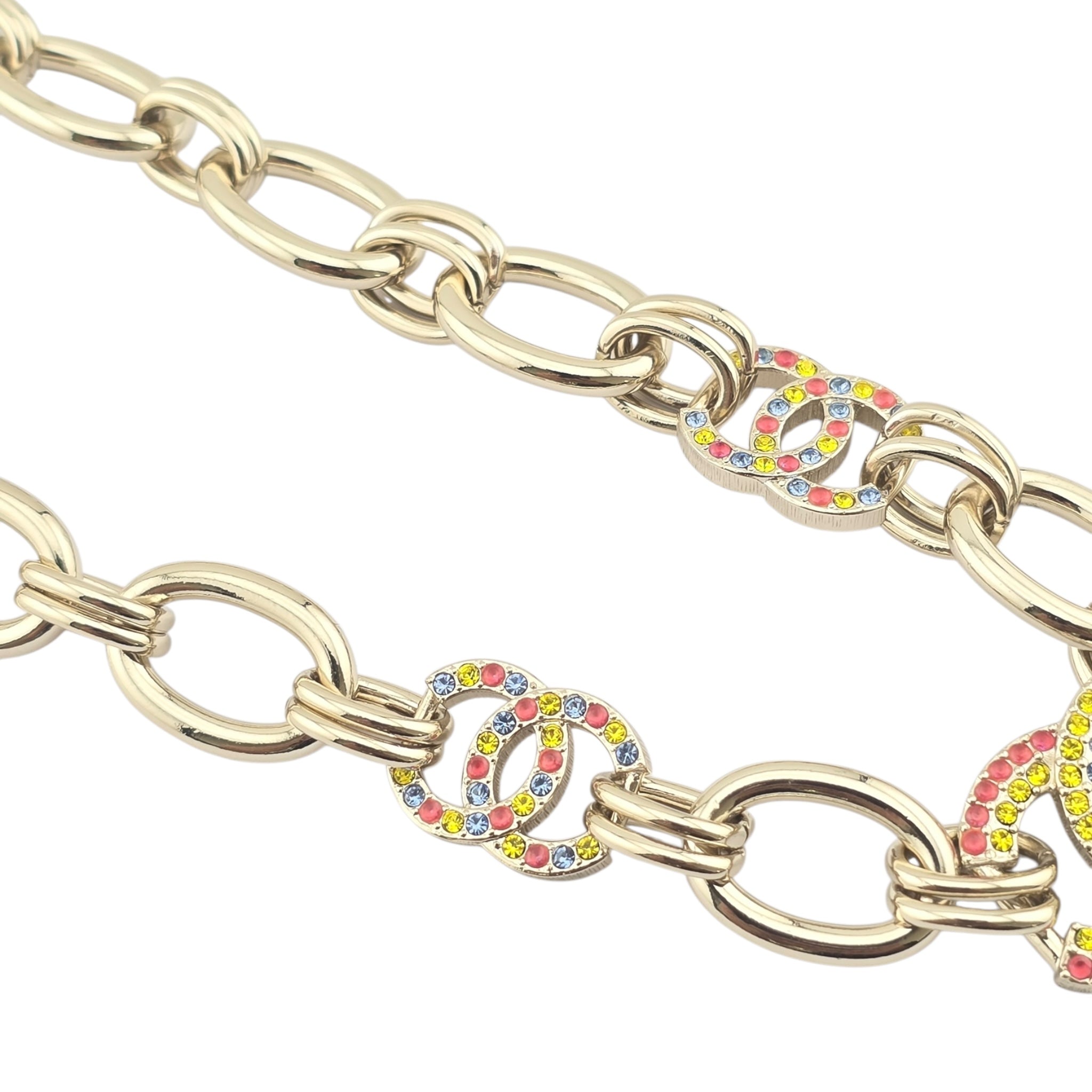 Chanel CC Multicoloured Crystal Pendant Choker Necklace 2023 CHANEL