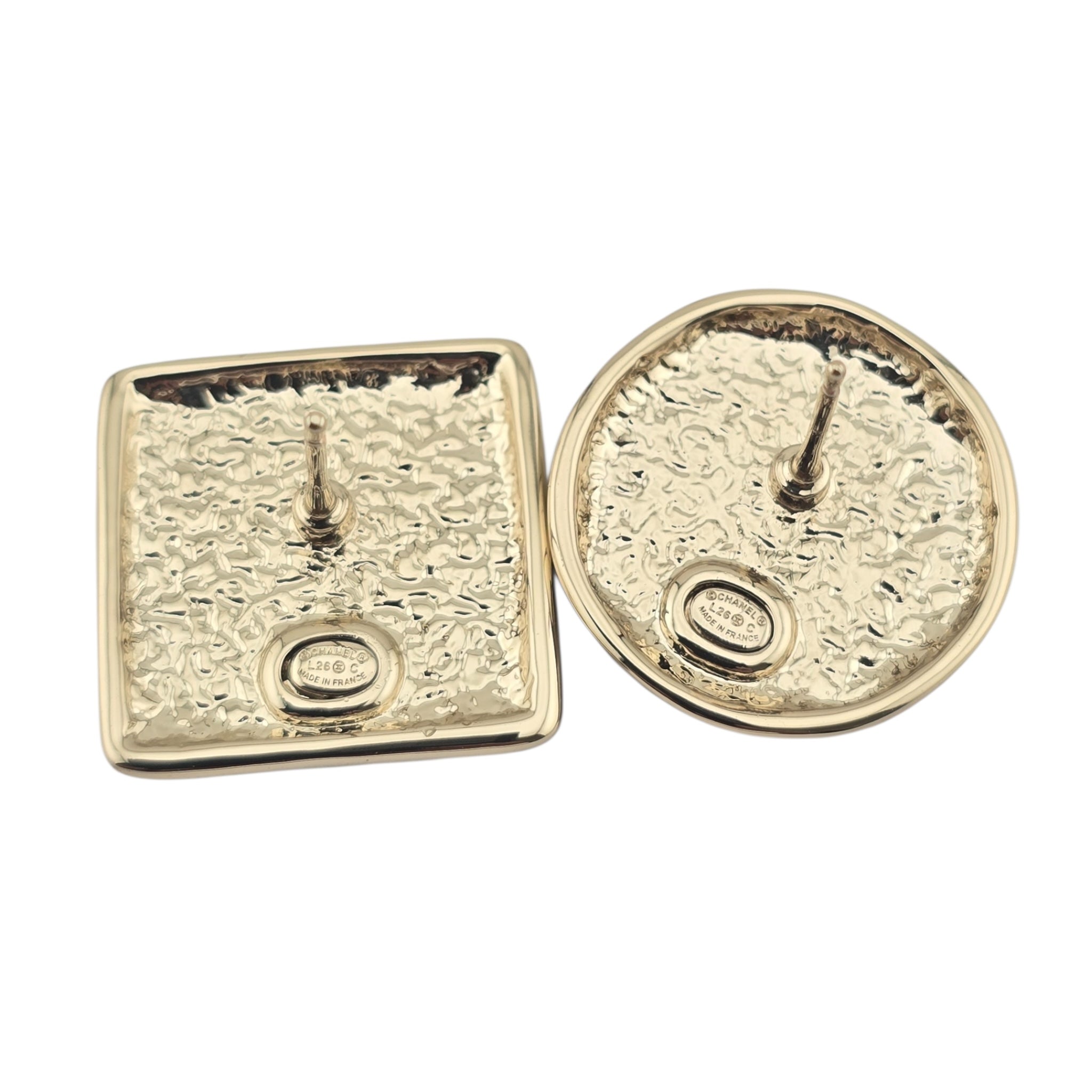 Chanel CC Gold Dark Blue Stud Earrings 2026 CHANEL