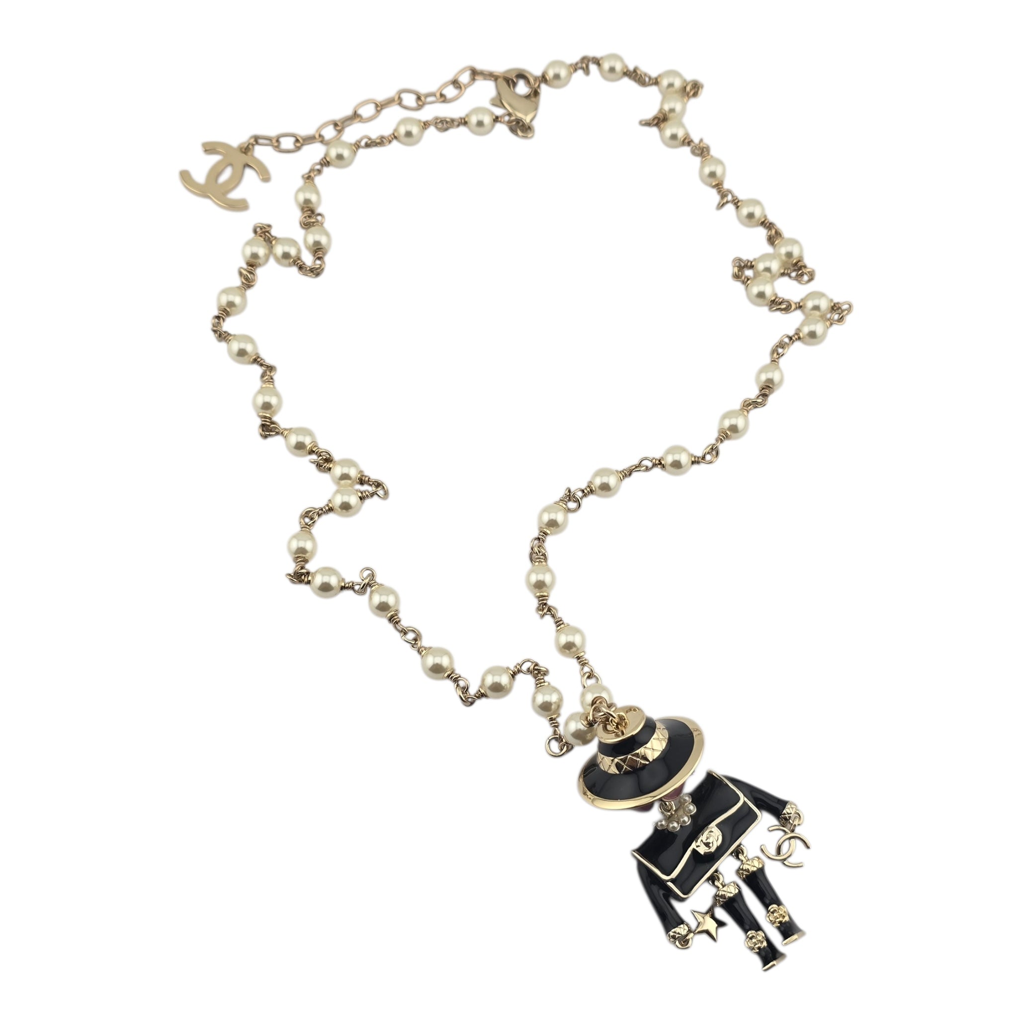 Chanel CC Robot Gabrielle Doll Black Necklace 25B CHANEL