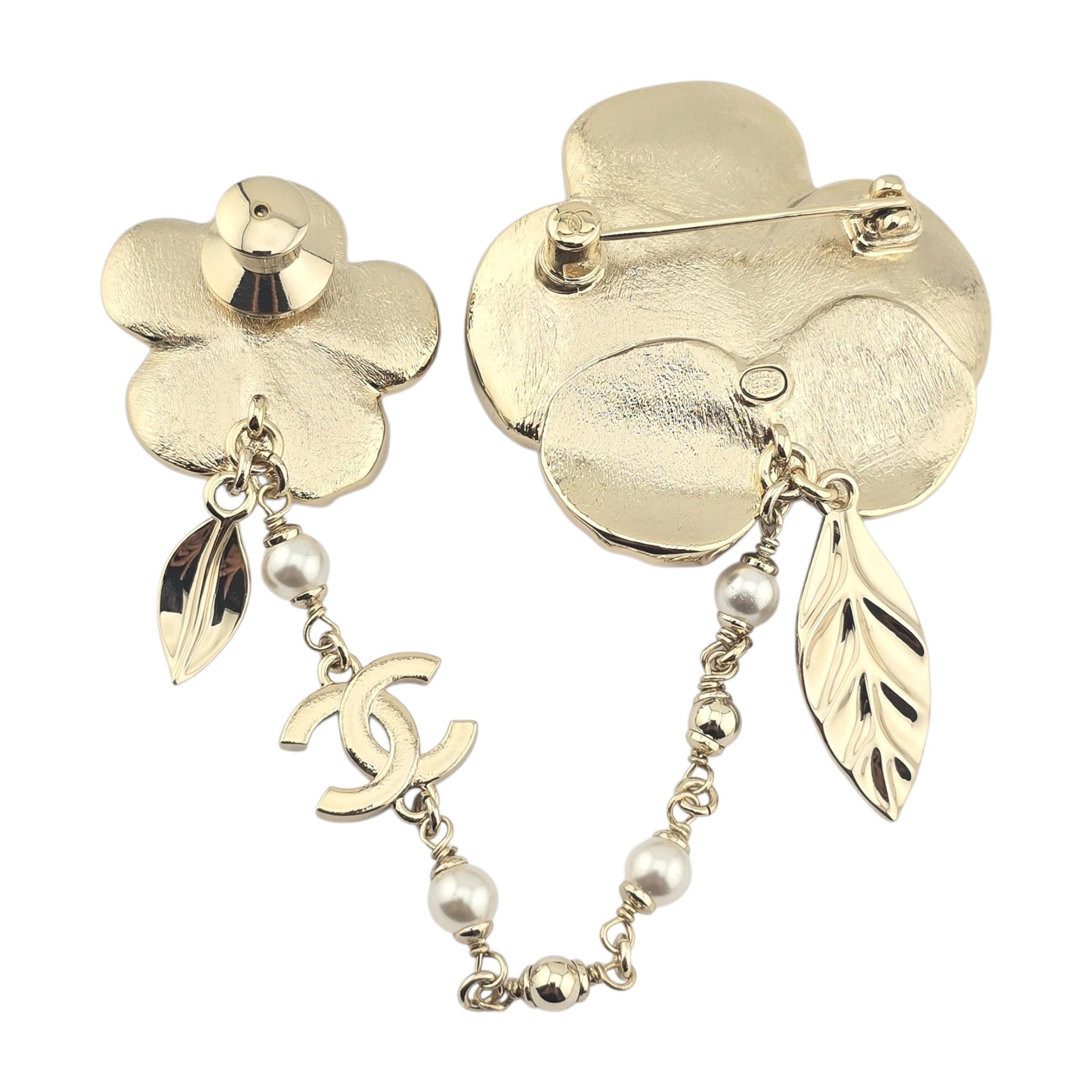 Chanel CC Camelia Chain Gold Brooch 2024 CHANEL