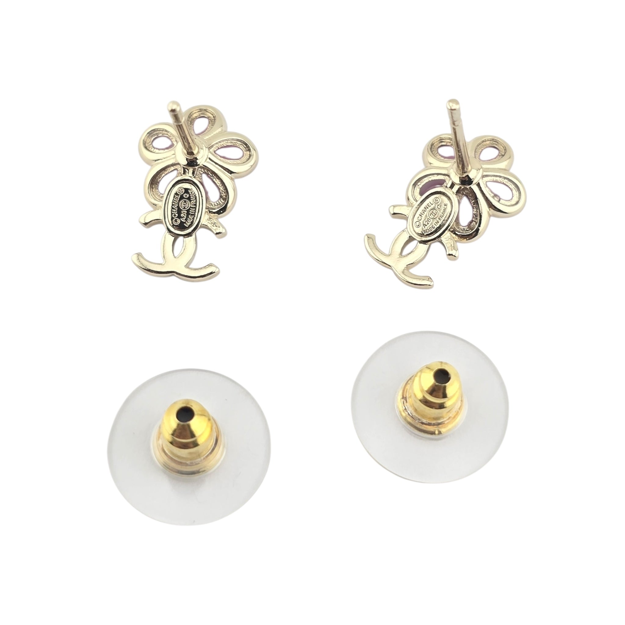 Chanel CC Gold Pink Enamel Earrings 26C 2026