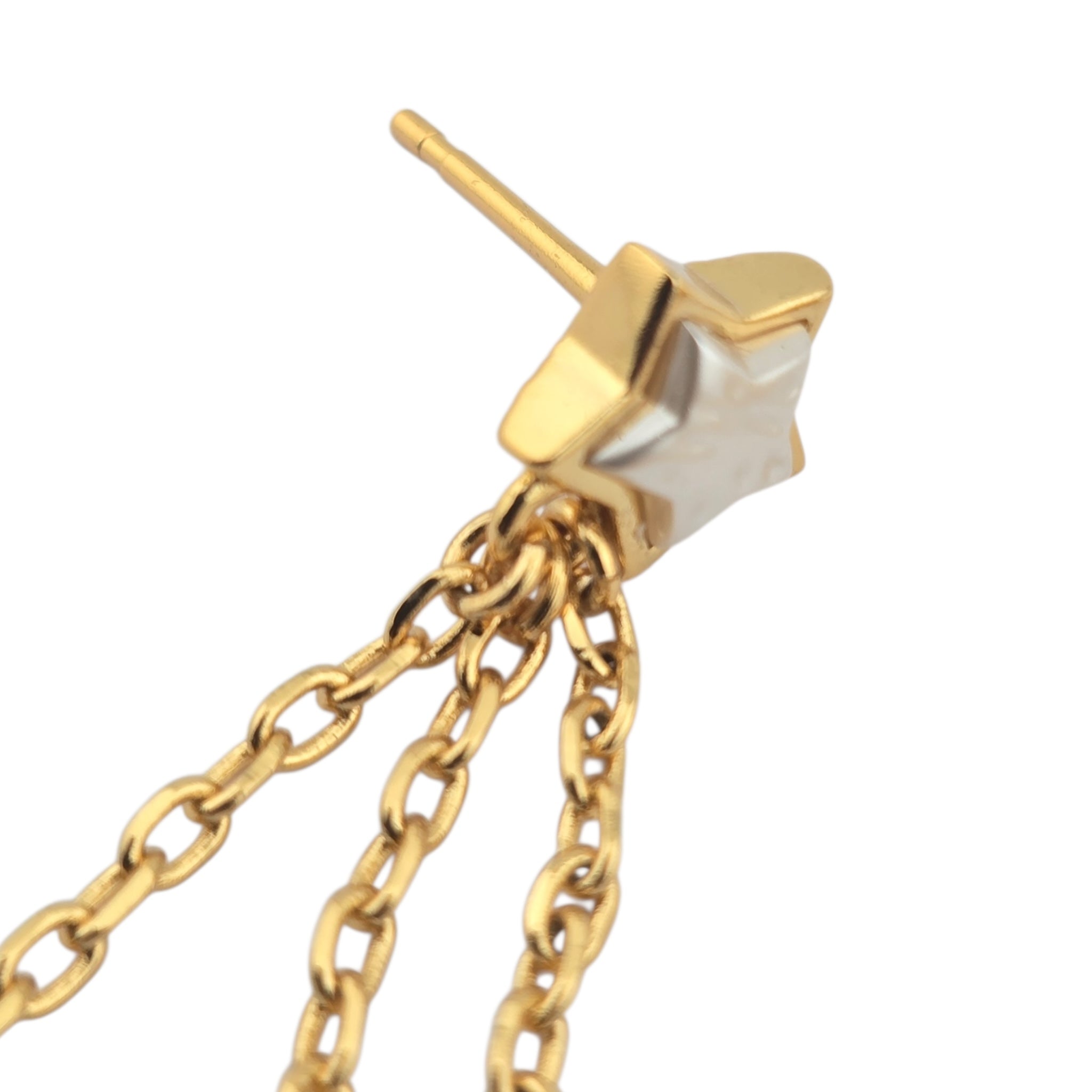 Chanel CC Faux Pearl Star Dangle Gold Earrings 2024