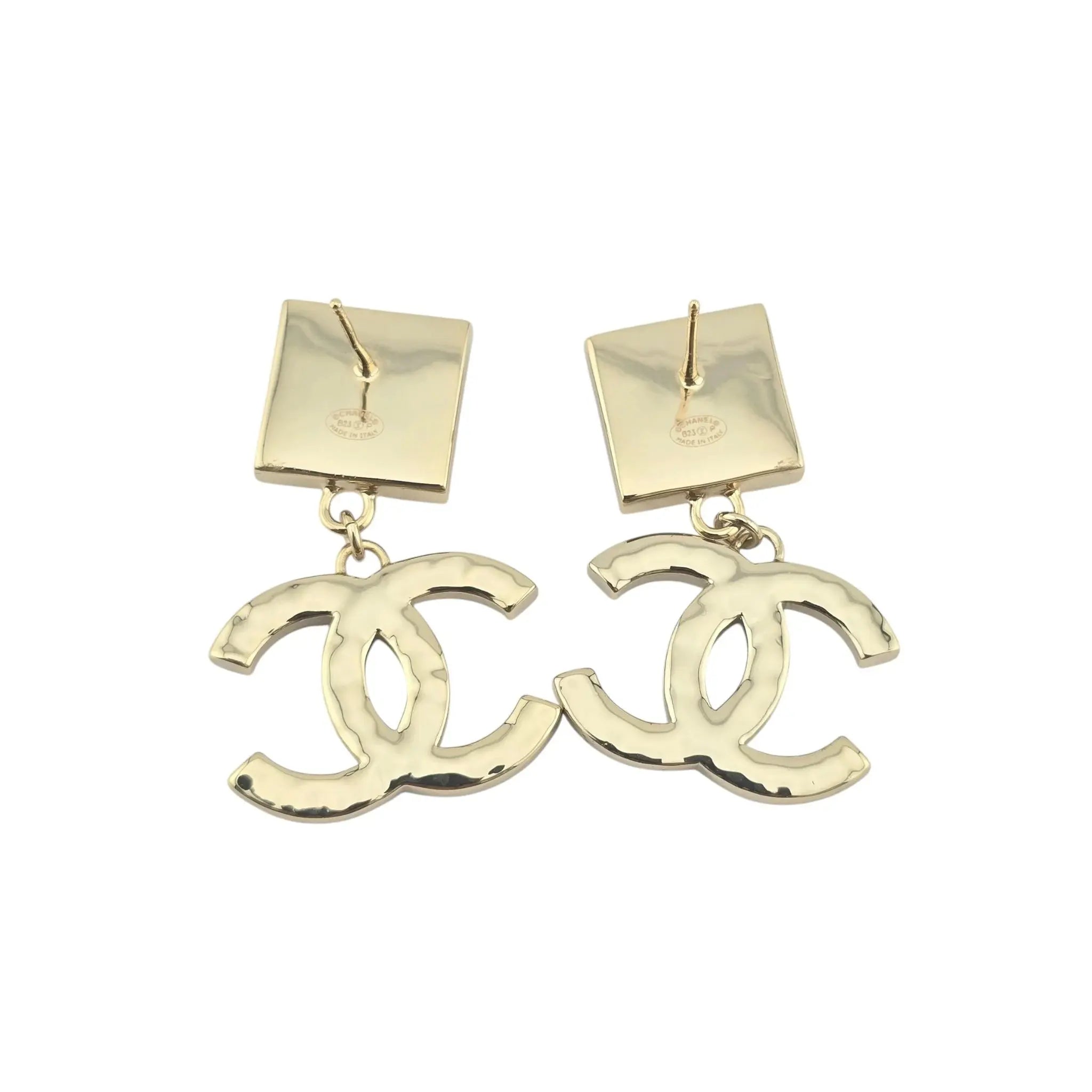 Chanel Gold Crystal-Embellished CC Drop B23P Earrings 2023 BIJOUX HEAVEN