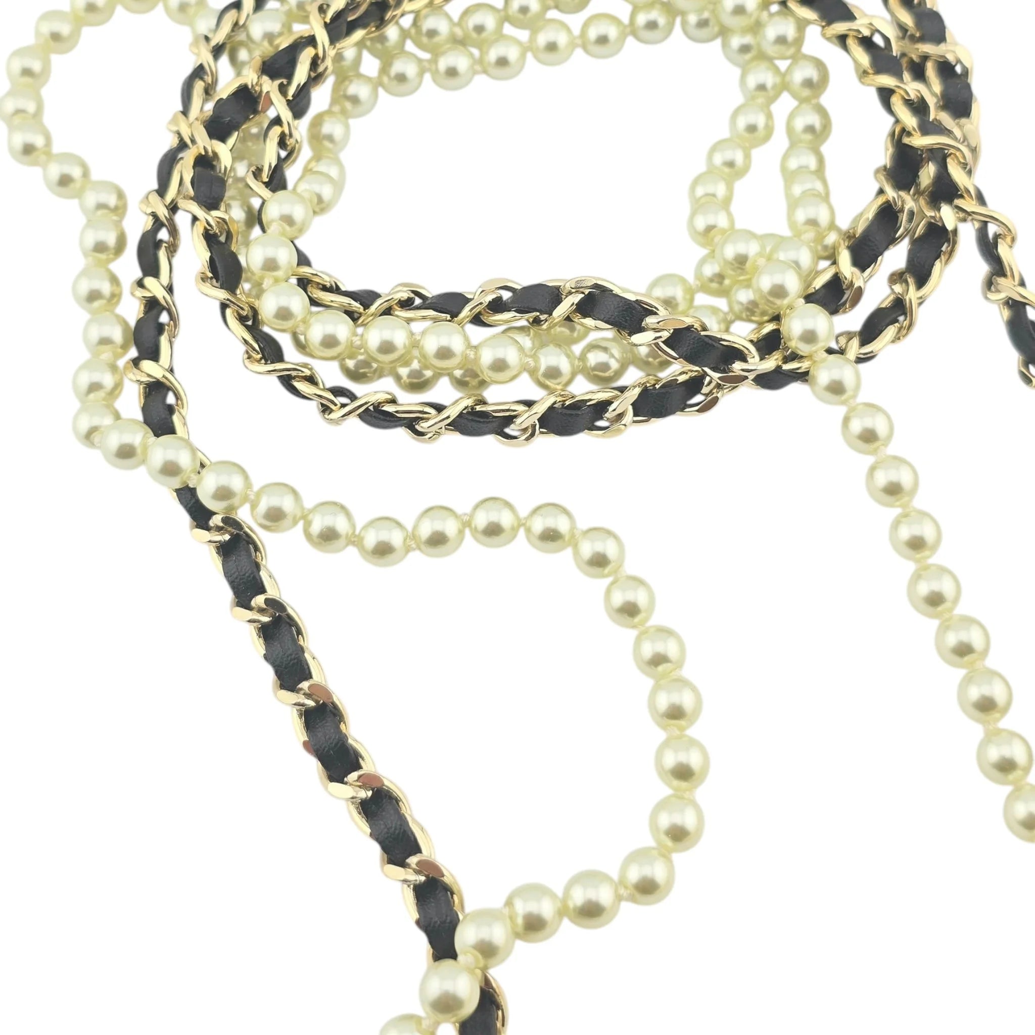 Chanel Flap Bag Pendant Long Necklace Quilted Metal with Lambskin and Faux Pearl CHANEL