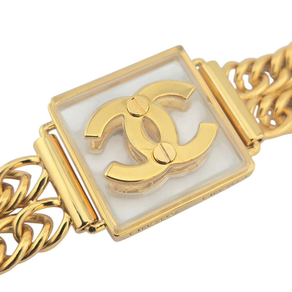 Chanel CC Coco Gold Square Pendant Choker Necklace C2023 CHANEL