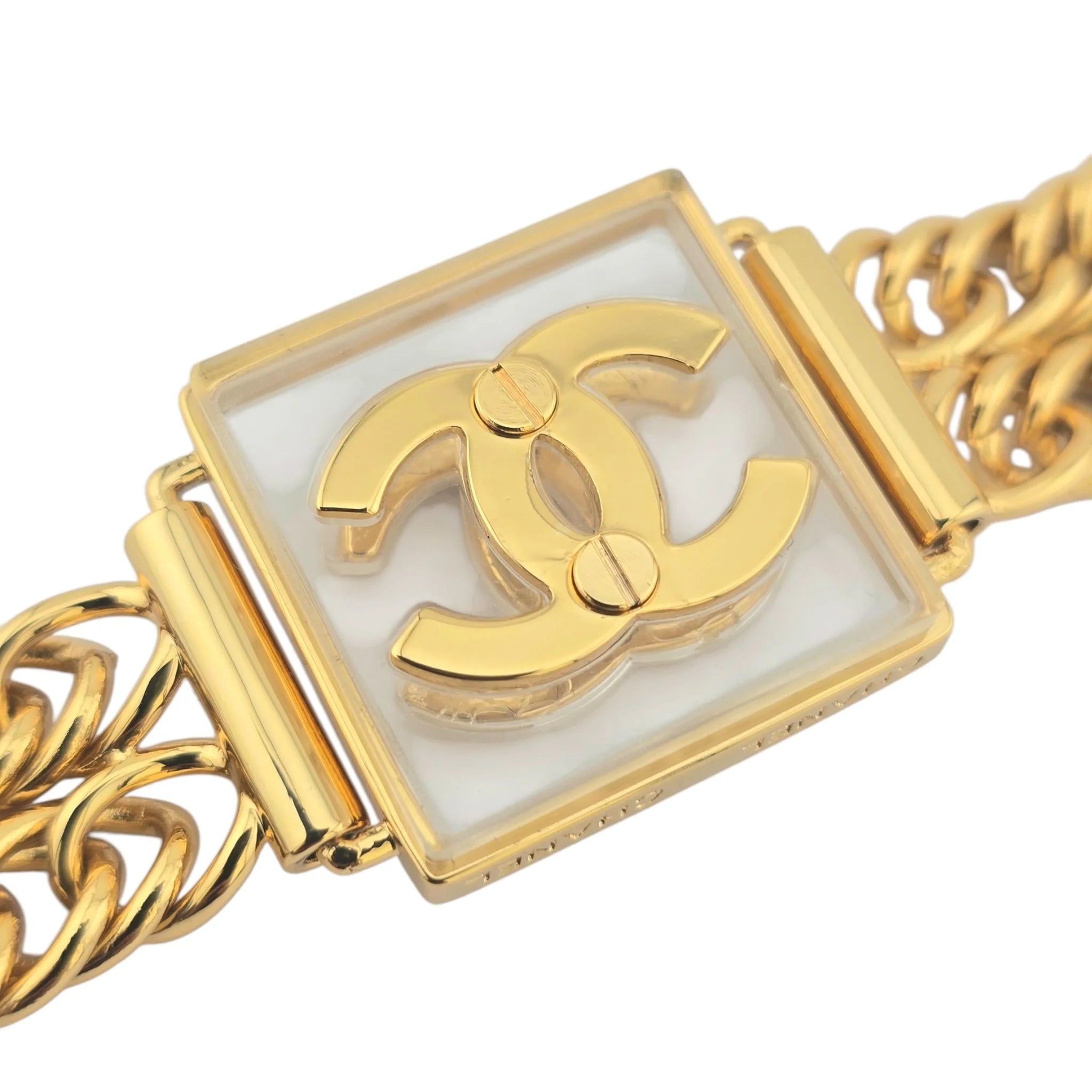 Chanel CC Coco Gold Square Pendant Choker Necklace C2023 CHANEL